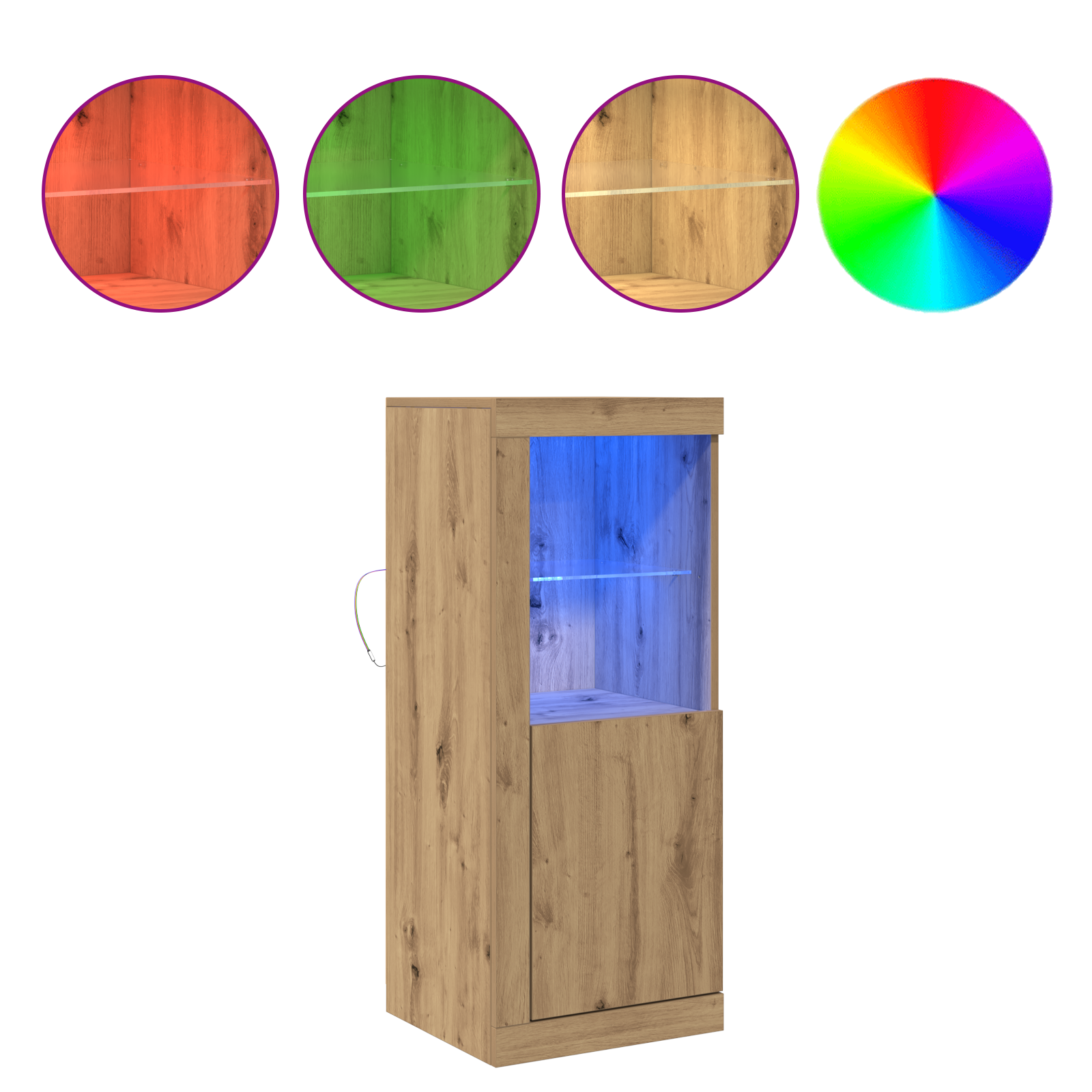 Sideboard with LED Lights Artisan Oak 41x37x100 cm - Image 4