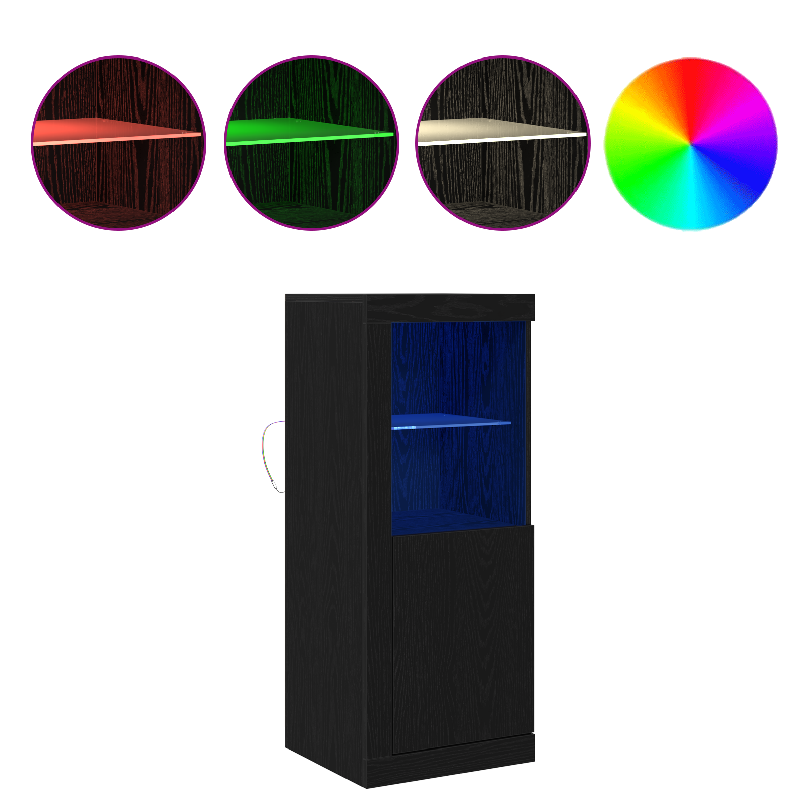 Sideboard with LED Lights Black Oak 41x37x100 cm - Image 4