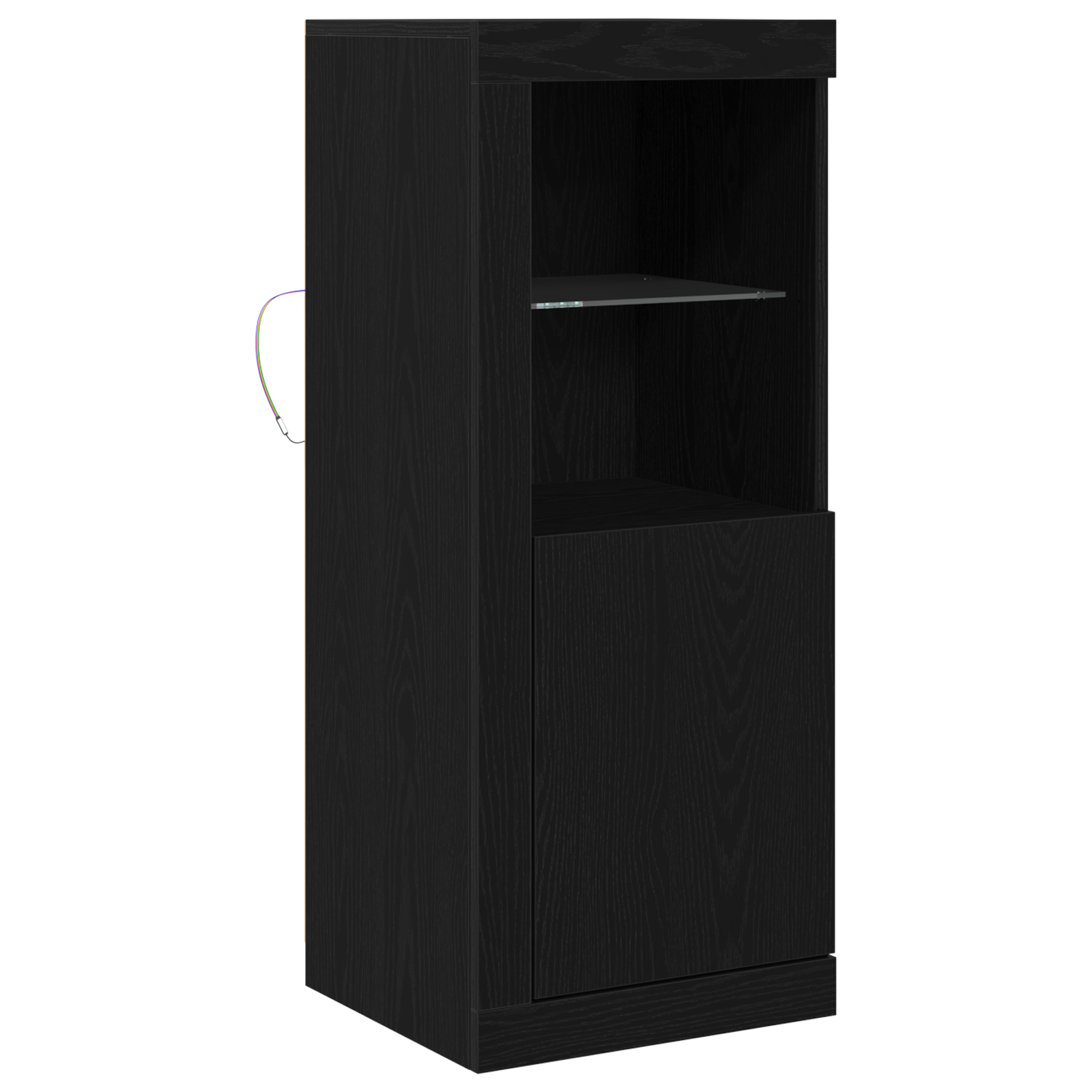 Sideboard with LED Lights Black Oak 41x37x100 cm - Image 2