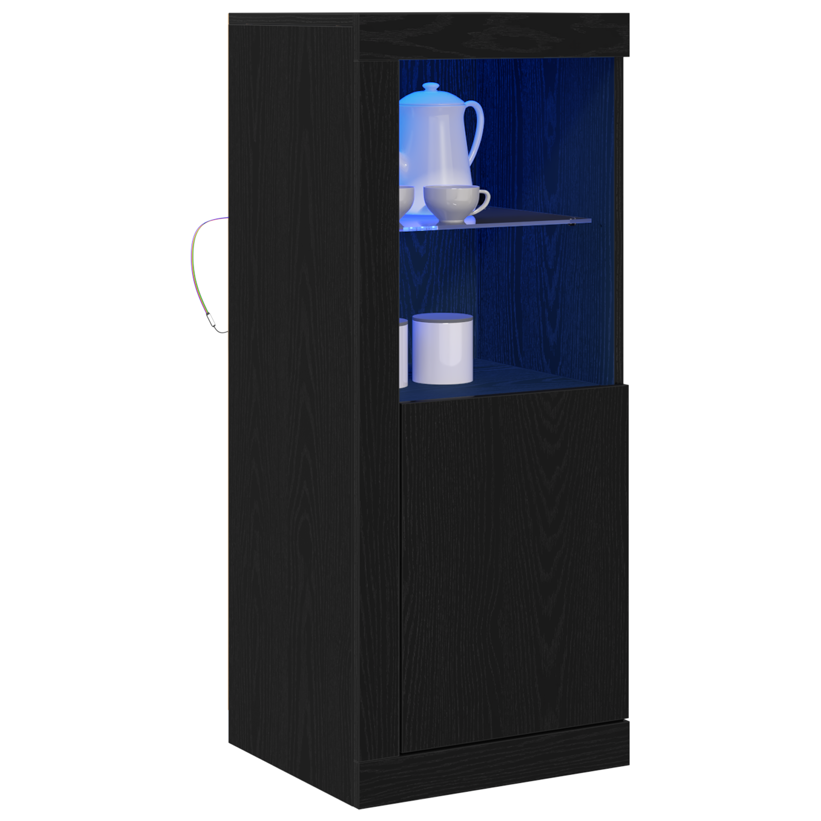 Sideboard with LED Lights Black Oak 41x37x100 cm - Image 3