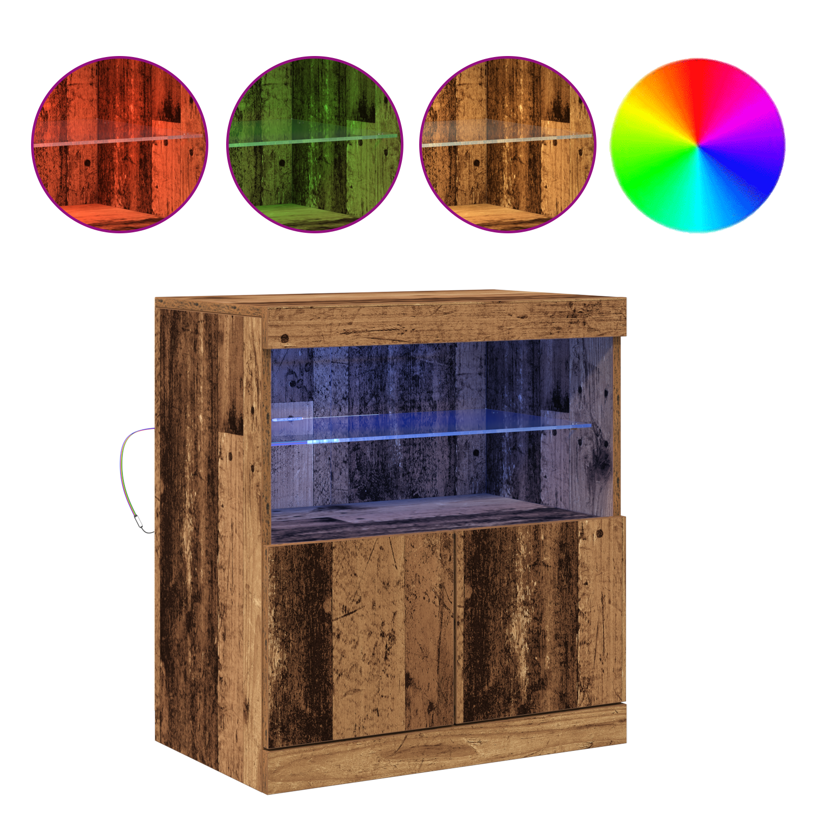 Sideboard with LED Lights Old Wood 60x37x67 cm - Image 4