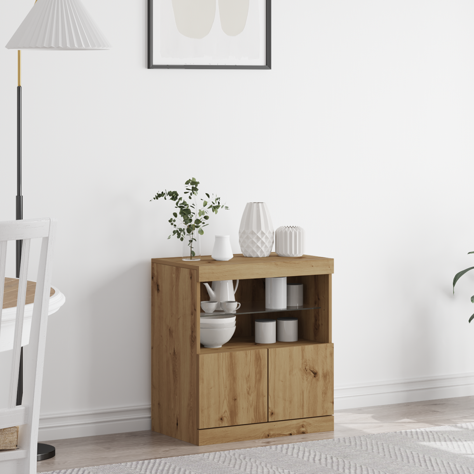 Thumbnail - vidaXL Sideboard mit LED-Leuchten Artisan Eiche 60x37x67 cm
