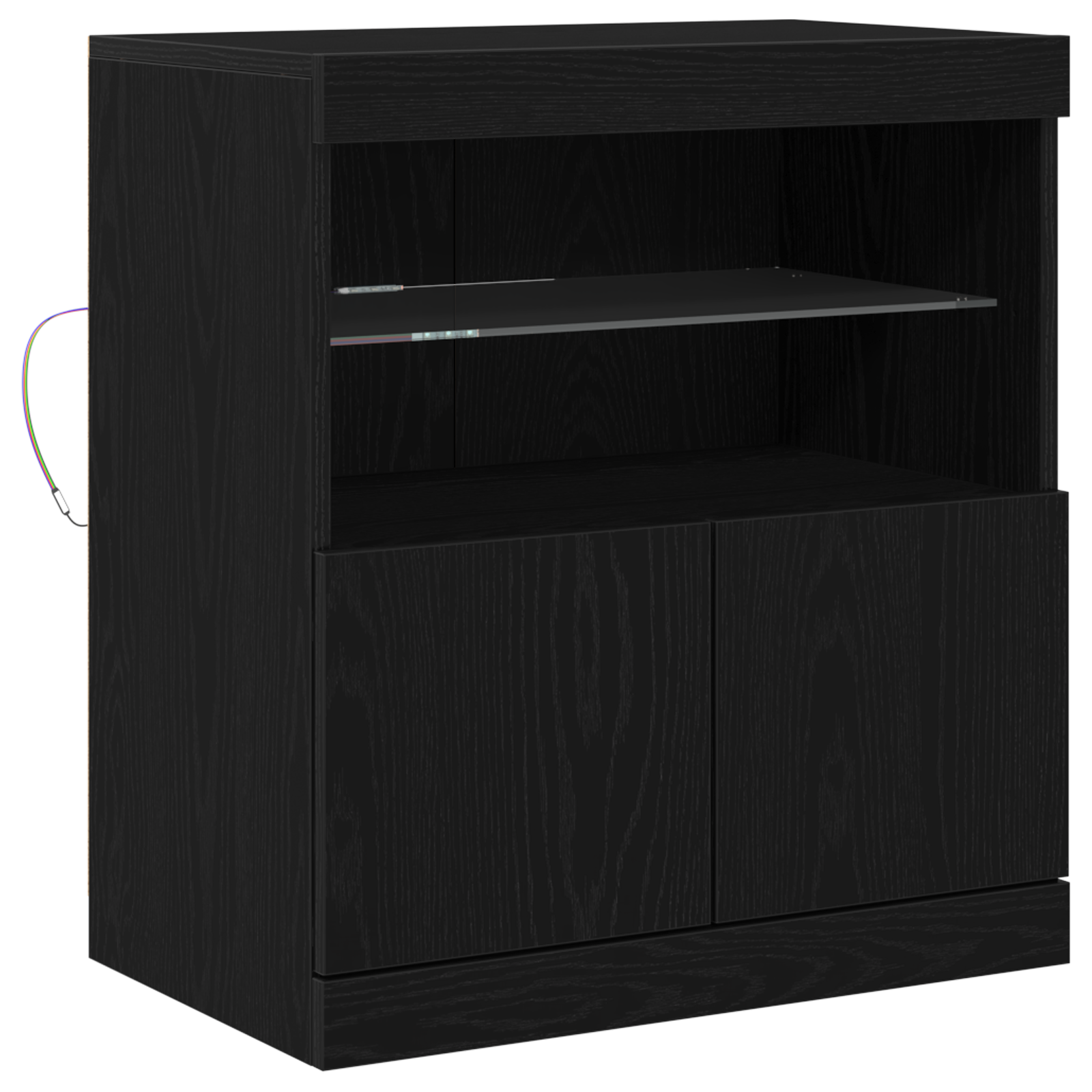 Sideboard with LED Lights Black Oak 60x37x67 cm - Image 2
