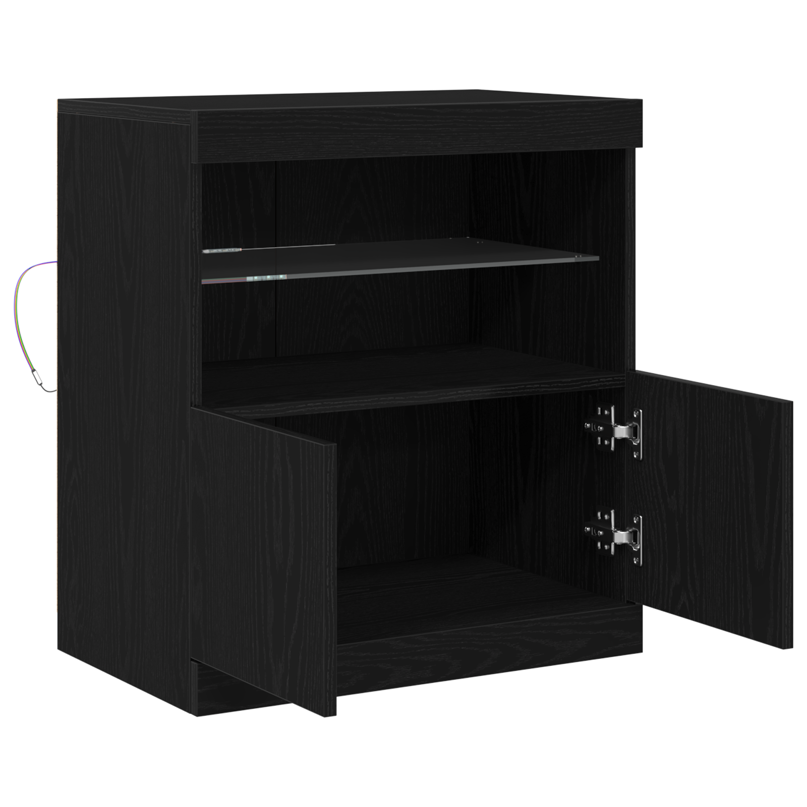 Sideboard with LED Lights Black Oak 60x37x67 cm - Image 6