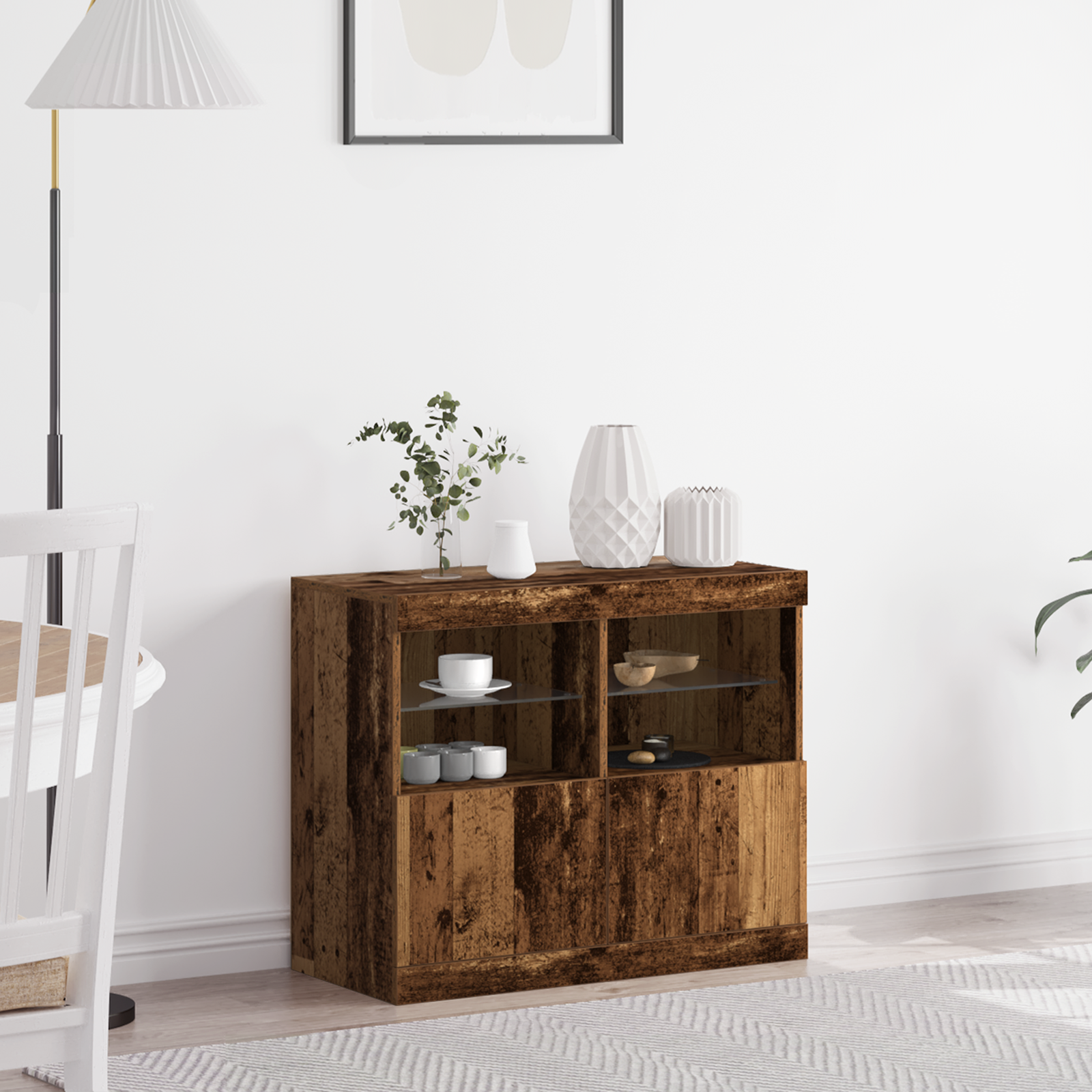 Thumbnail - vidaXL Sideboard mit LED-Leuchten Altholz 81x37x67 cm