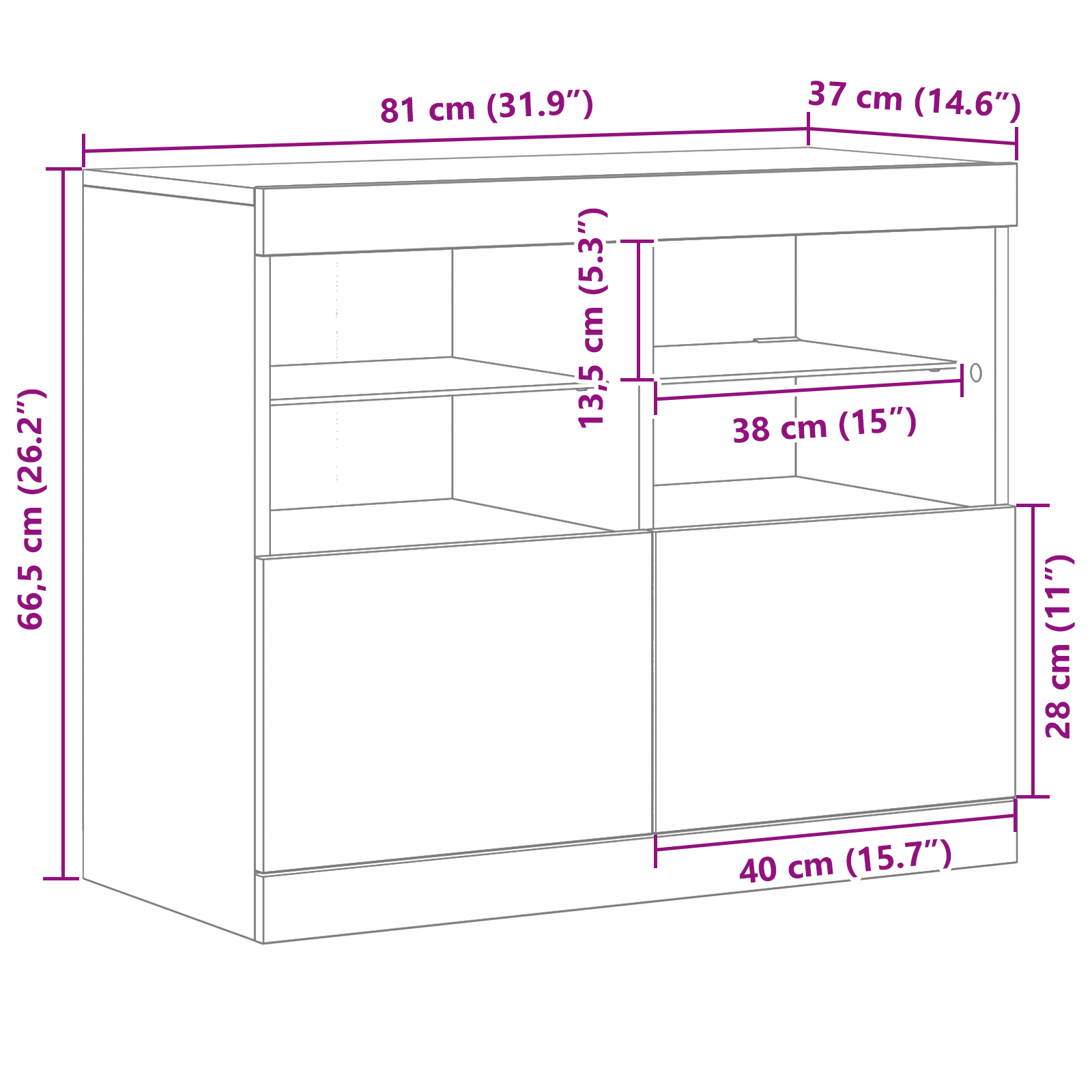 Sideboard with LED Lights Artisan Oak 81x37x67 cm - Image 11