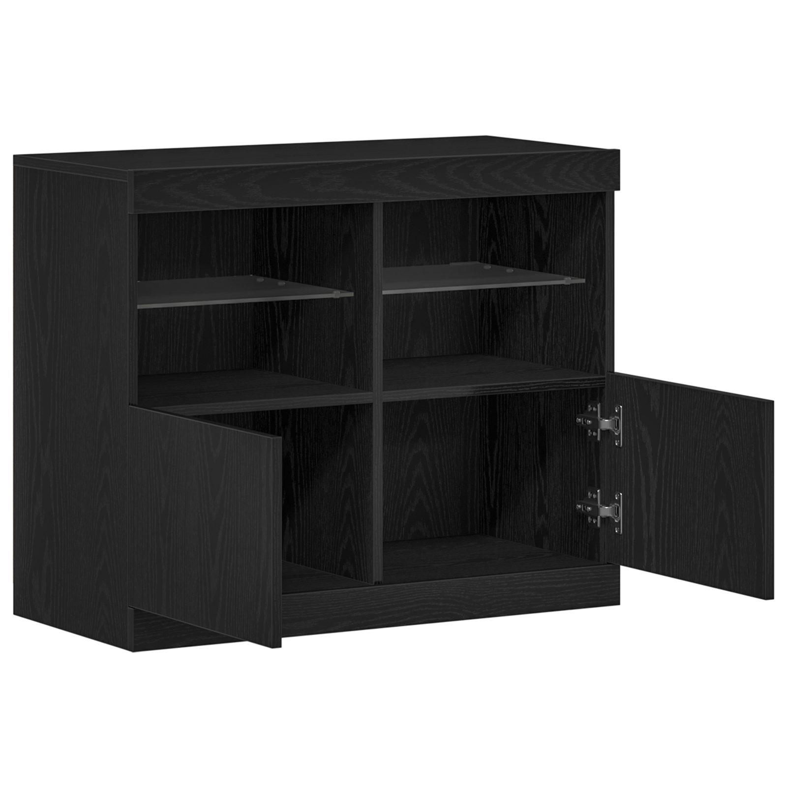 Sideboard with LED Lights Black Oak 81x37x67 cm - Image 4