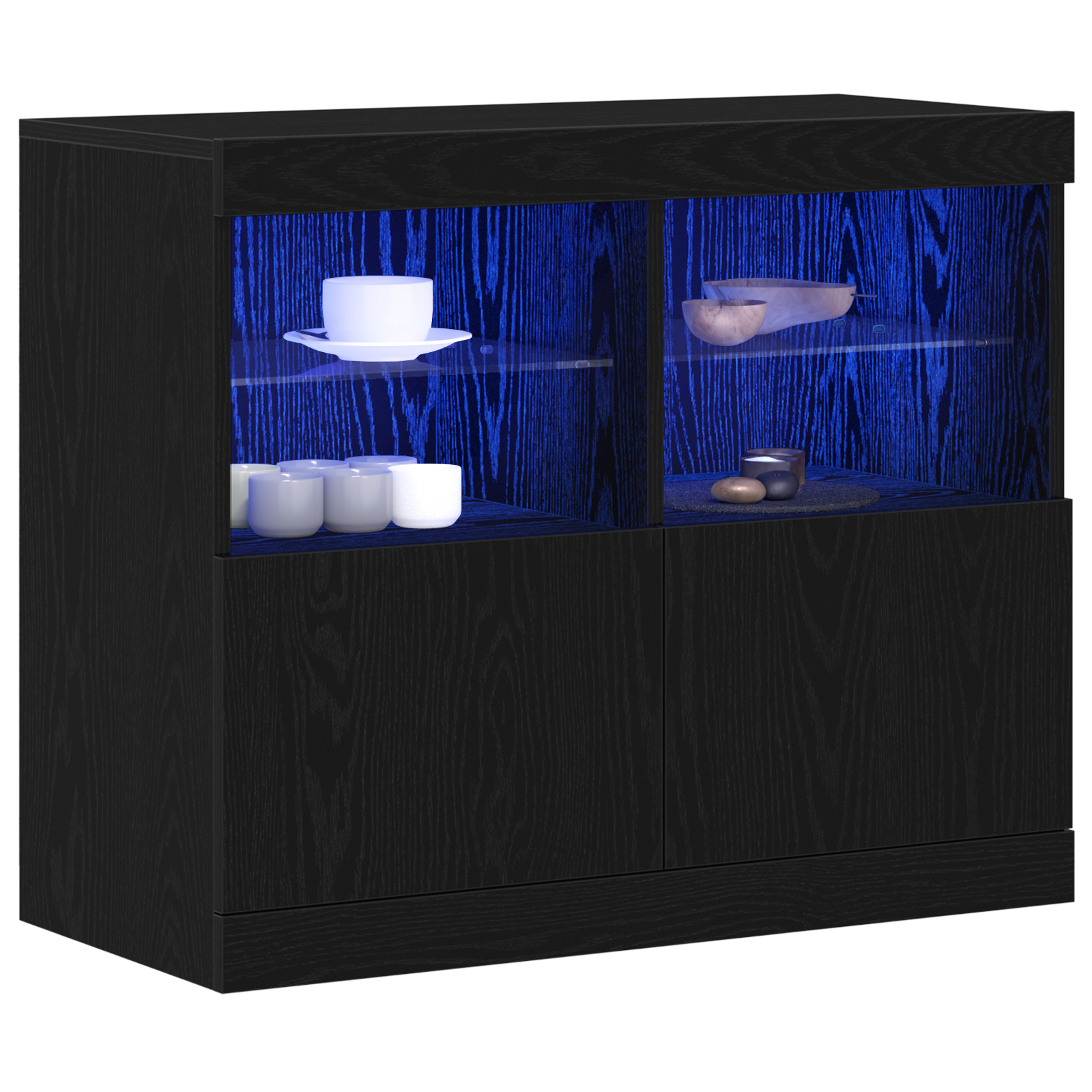 Thumbnail - vidaXL Sideboard mit LED-Leuchten Schwarz Eiche 81x37x67 cm