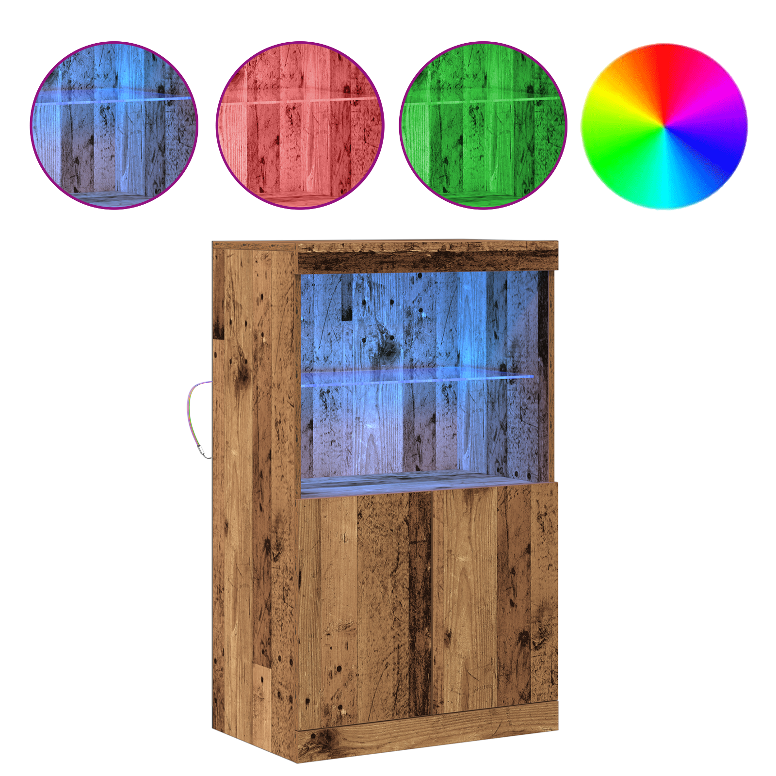 Sideboard with LED Lights Old Wood 60x37x100 cm - Image 4