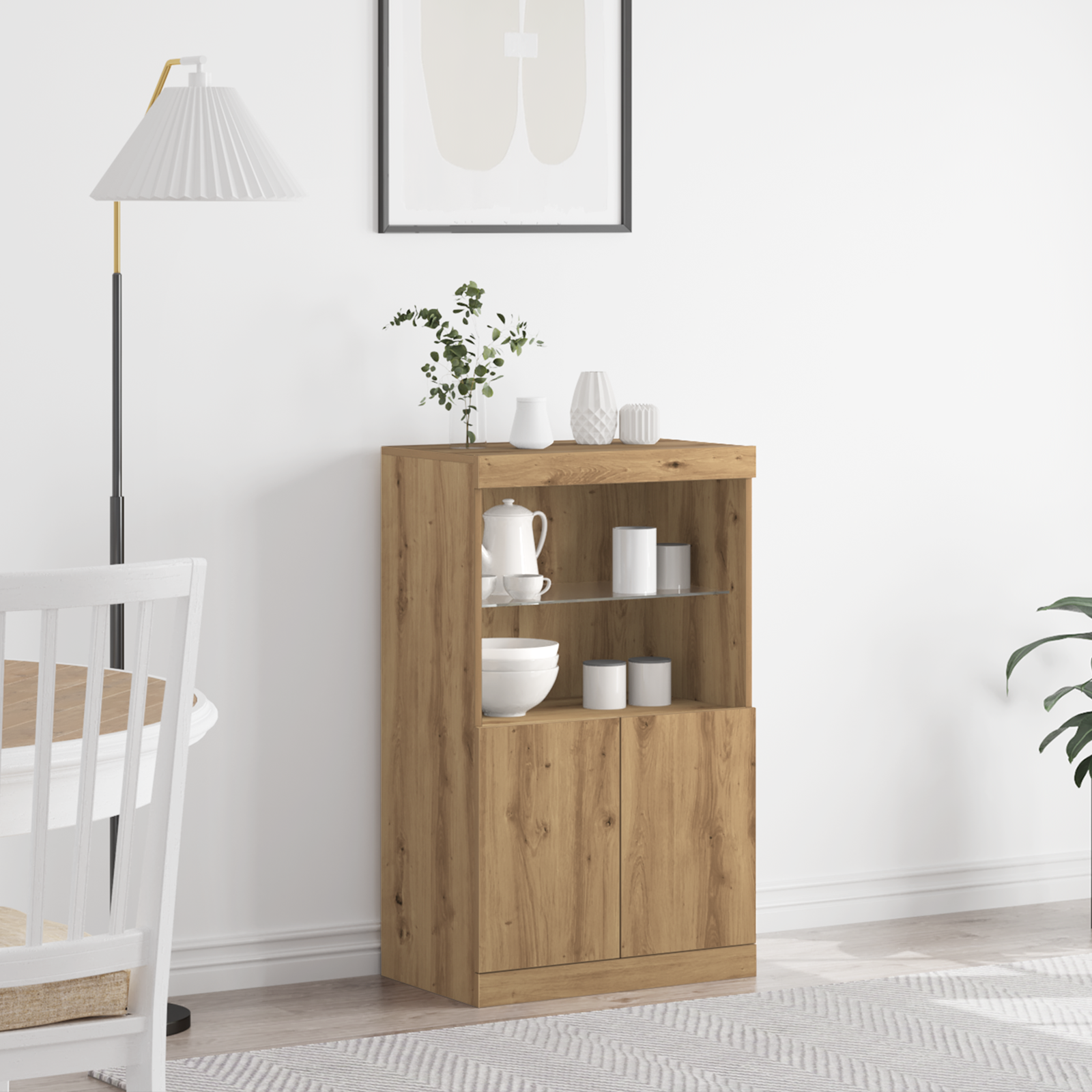 Sideboard with LED Lights Artisan Oak 60x37x100 cm
