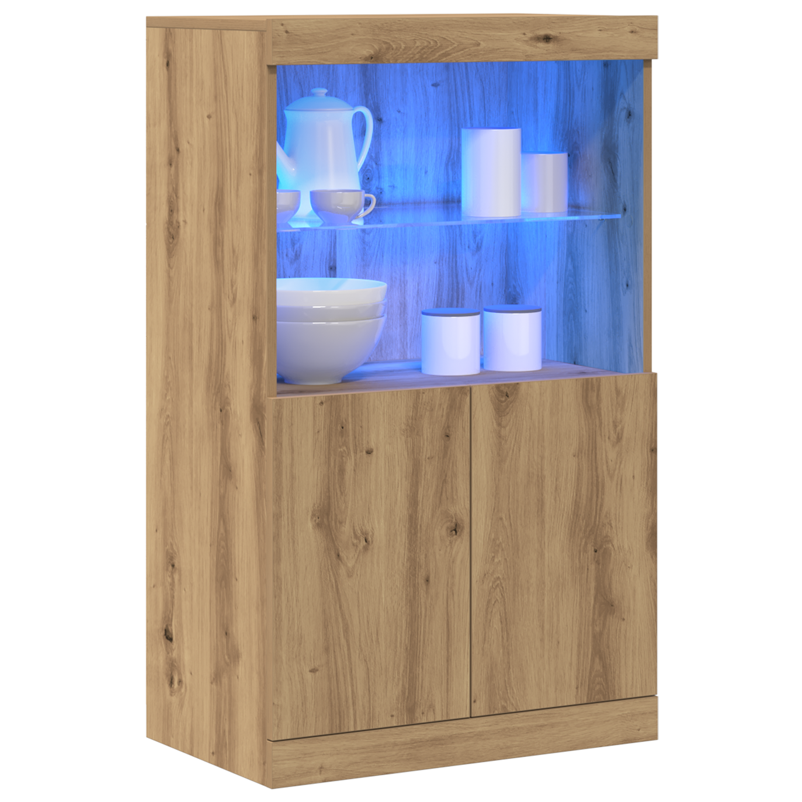 Sideboard with LED Lights Artisan Oak 60x37x100 cm - Image 3