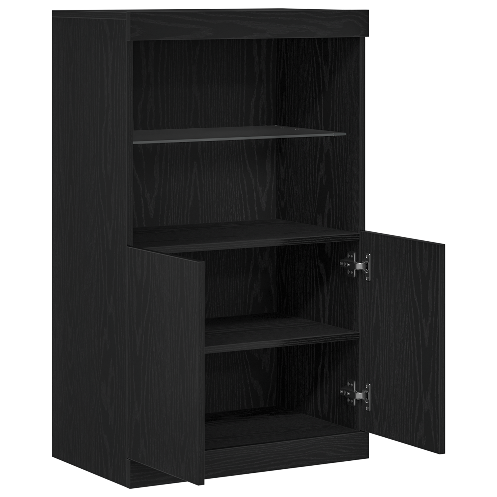 Sideboard with LED Lights Black Oak 60x37x100 cm - Image 5