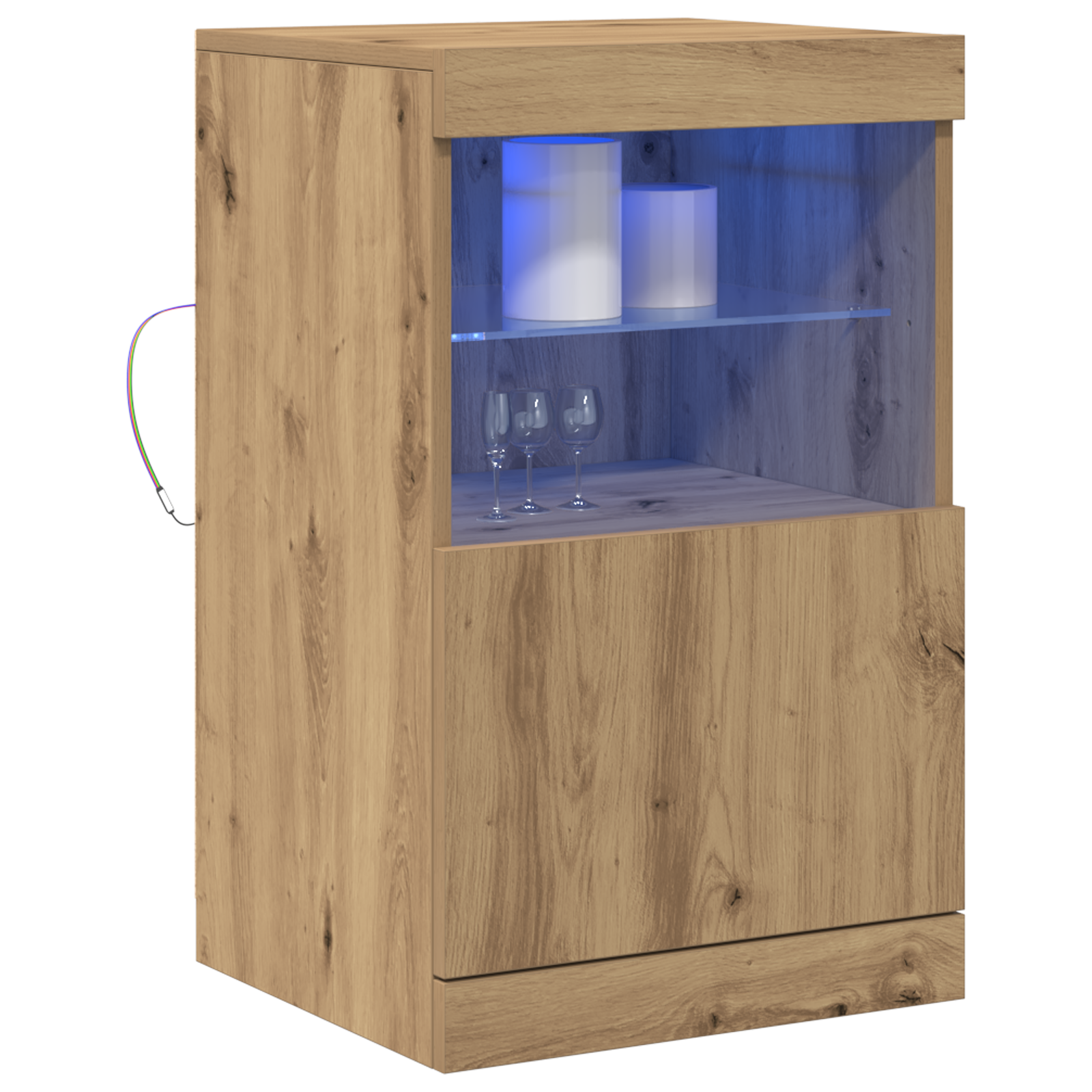 Sideboard with LED Lights Artisan Oak 41x37x67 cm - Image 3