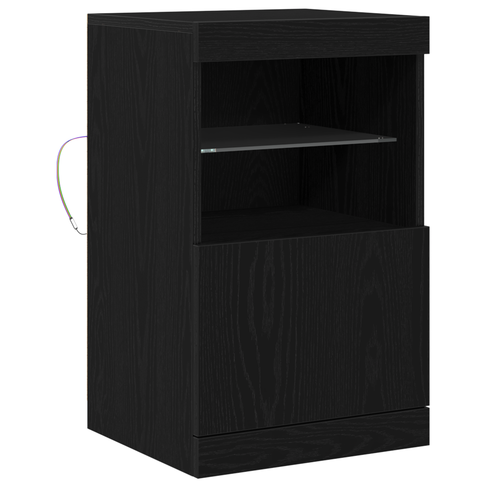 Sideboard with LED Lights Black Oak 41x37x67 cm - Image 2