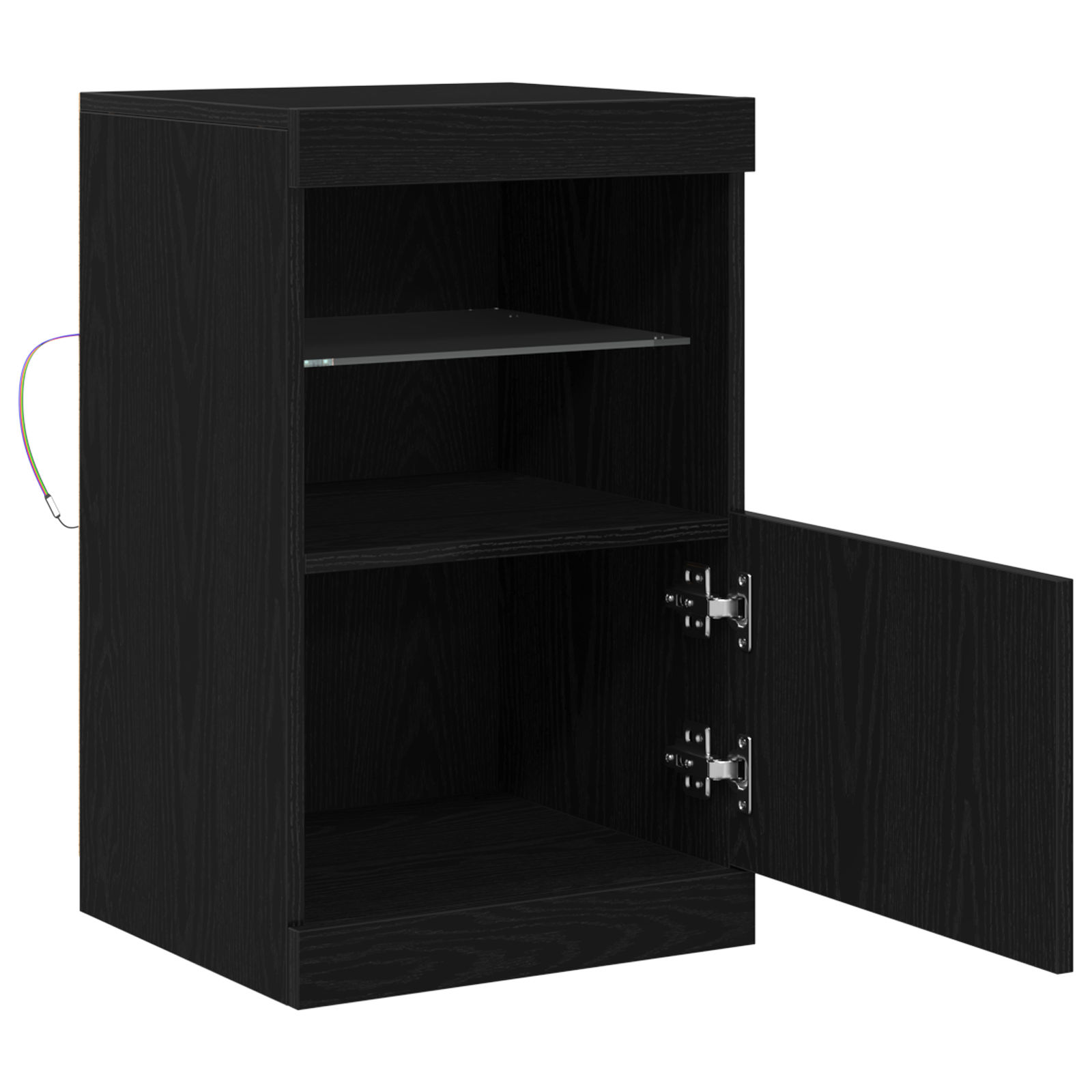 Sideboard with LED Lights Black Oak 41x37x67 cm - Image 6
