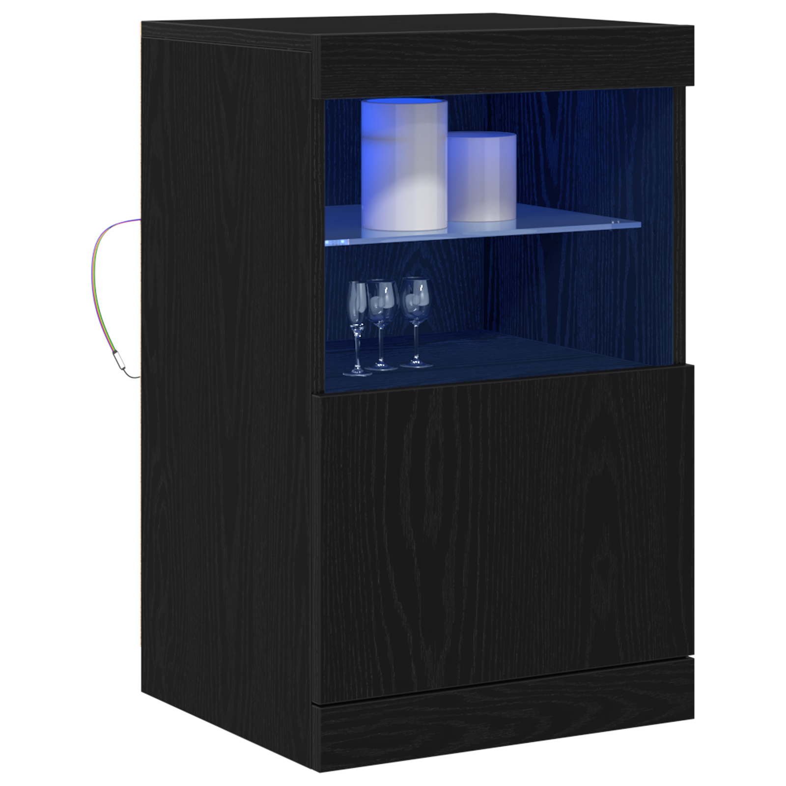 Sideboard with LED Lights Black Oak 41x37x67 cm - Image 3