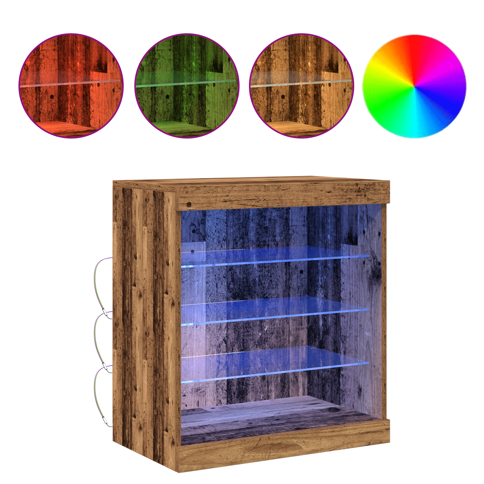 Sideboard with LED Lights Old Wood 60,5x37x67 cm - Image 4