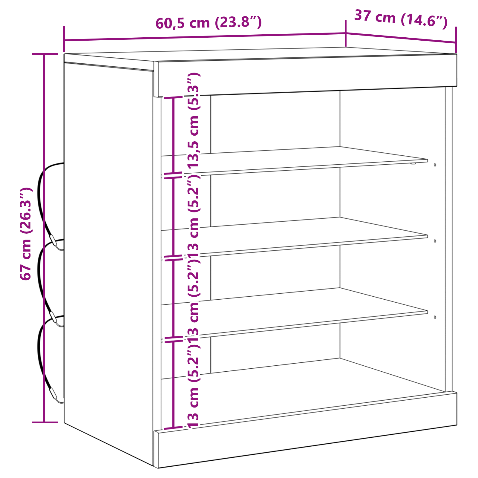 Sideboard with LED Lights Artisan Oak 60,5x37x67 cm - Image 11