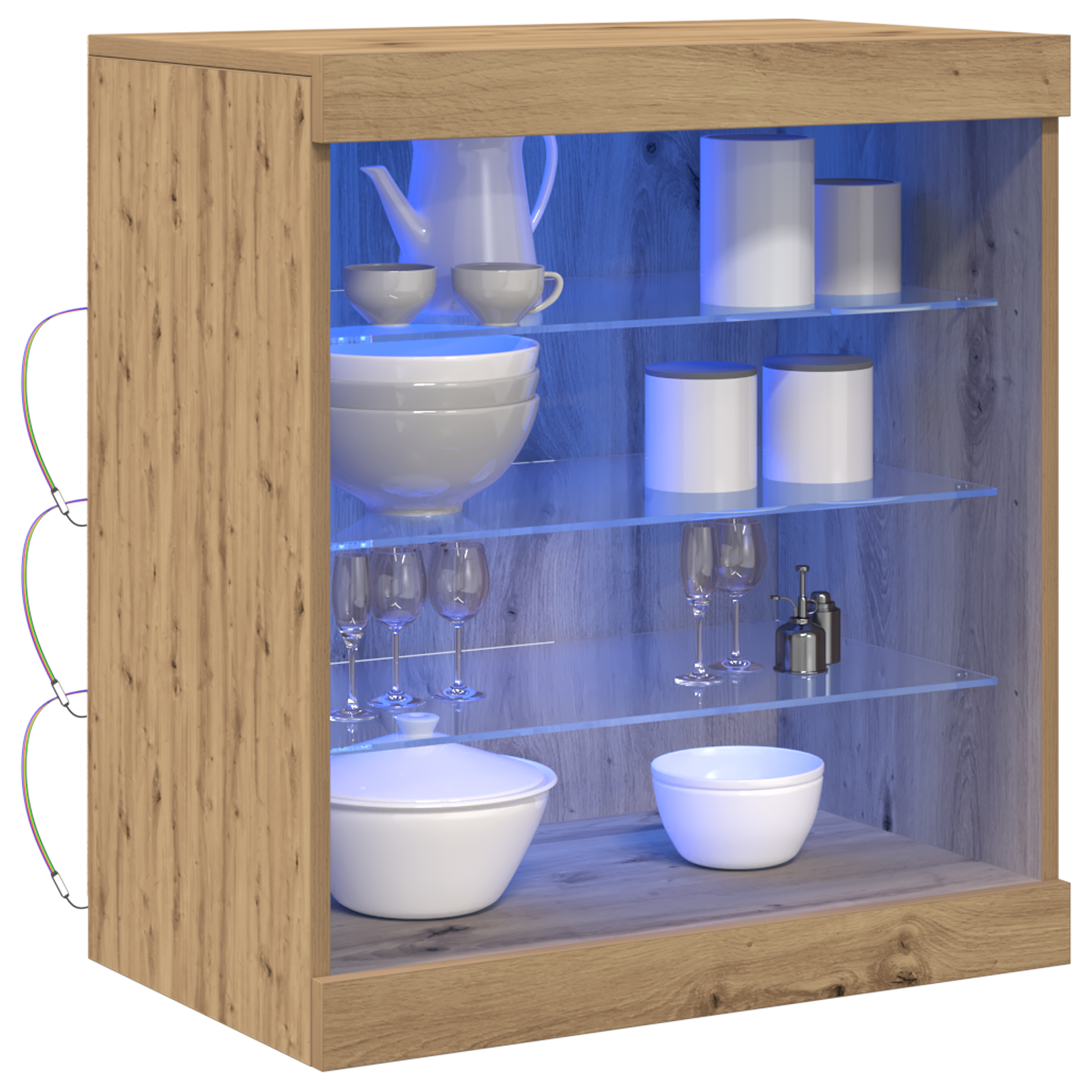 Sideboard with LED Lights Artisan Oak 60,5x37x67 cm - Image 3