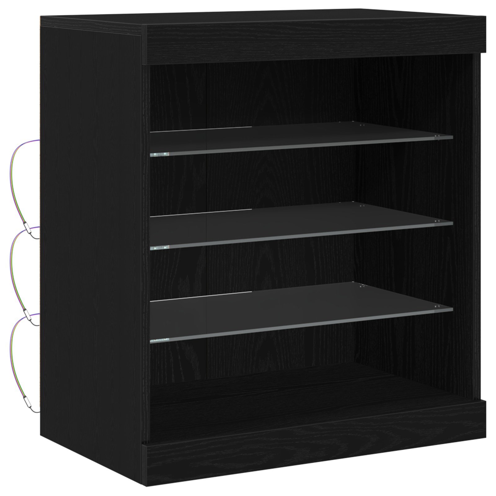 Sideboard with LED Lights Black Oak 60,5x37x67 cm - Image 2