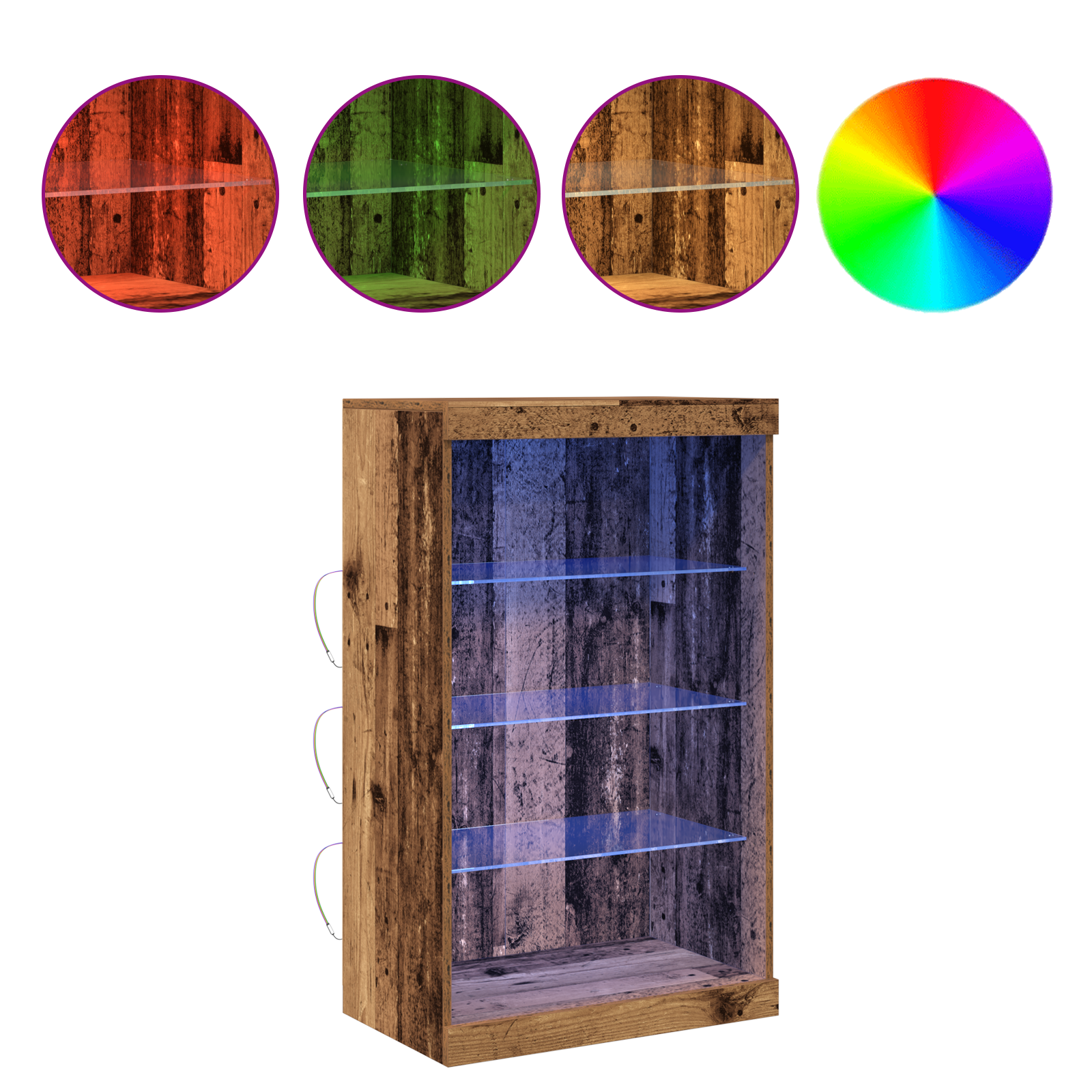 Sideboard with LED Lights Old Wood 60,5x37x100 cm - Image 4