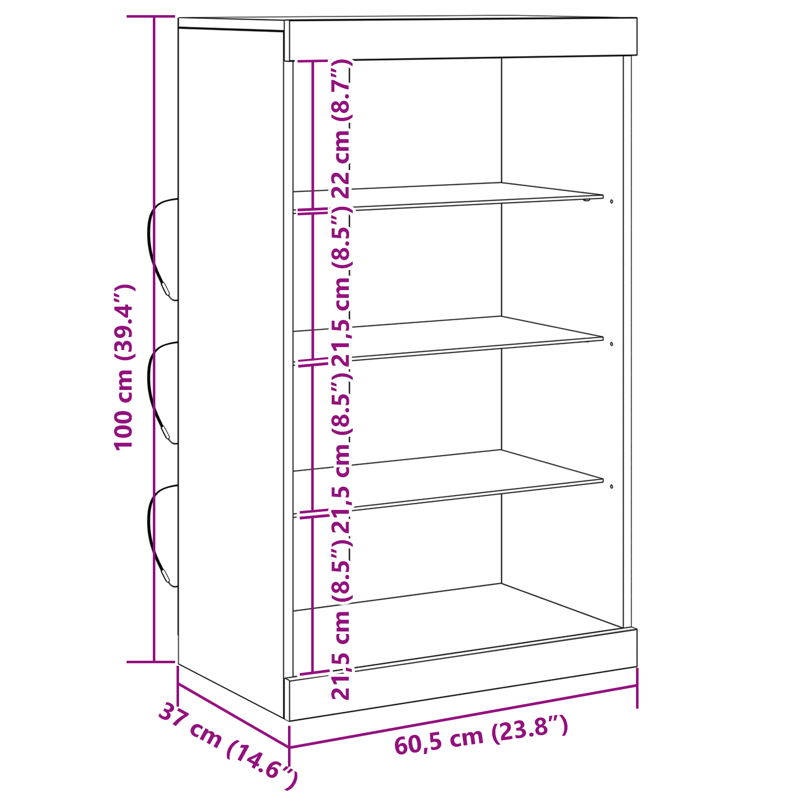 Sideboard with LED Lights Old Wood 60,5x37x100 cm - Image 11
