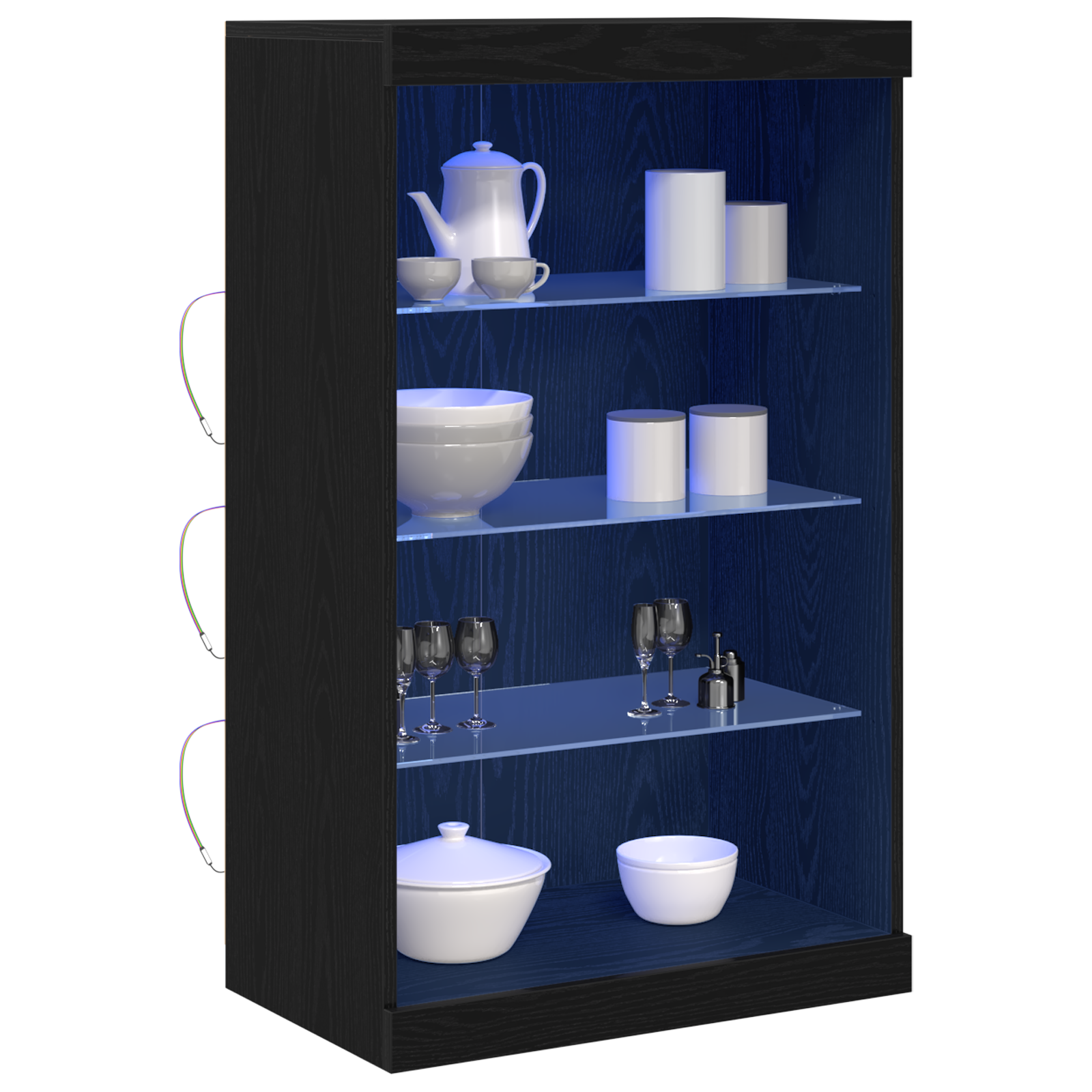 Sideboard with LED Lights Black Oak 60,5x37x100 cm - Image 3