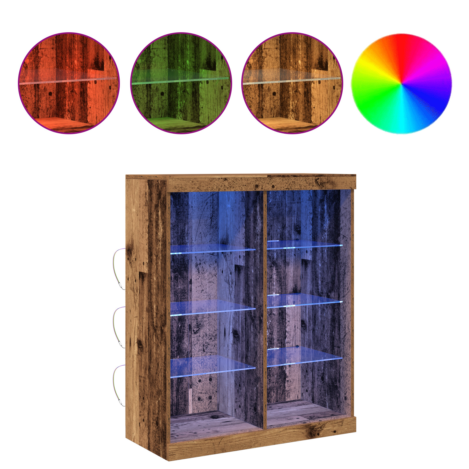 Sideboard with LED Lights Old Wood 41x37x100 cm - Image 4