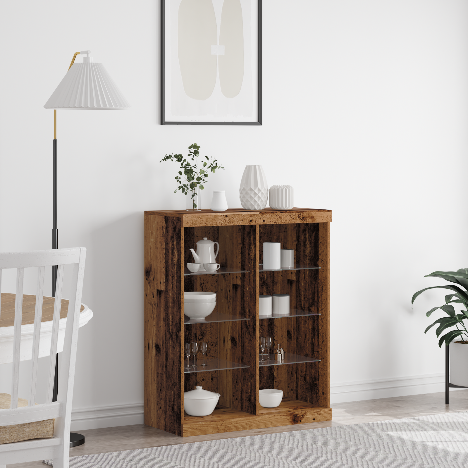 Sideboard with LED Lights Old Wood 41x37x100 cm