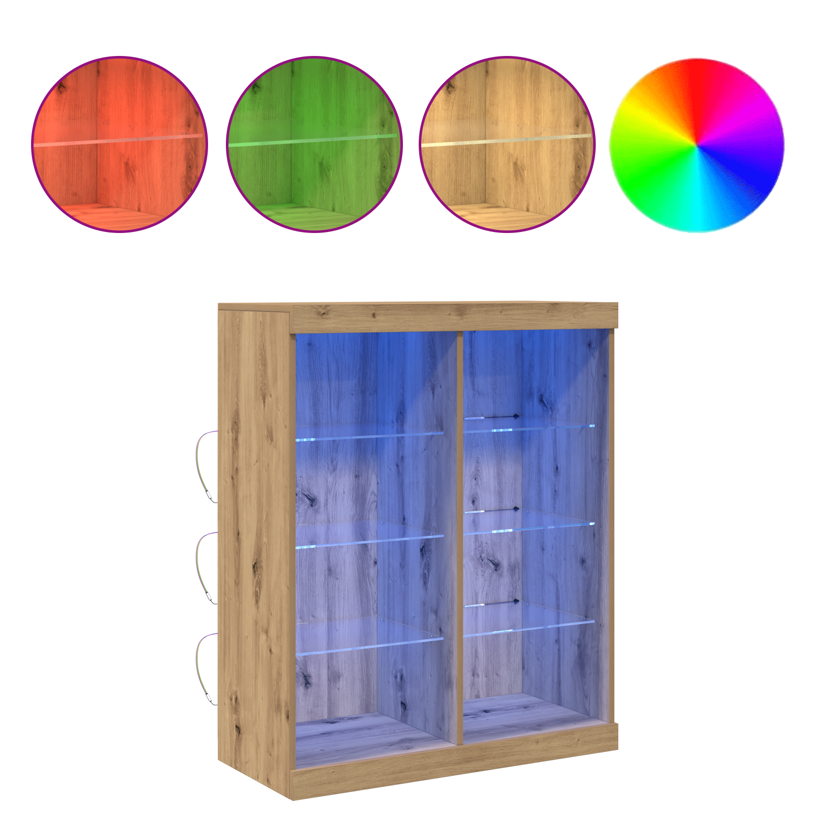 Sideboard with LED Lights Artisan Oak 41x37x100 cm - Image 4