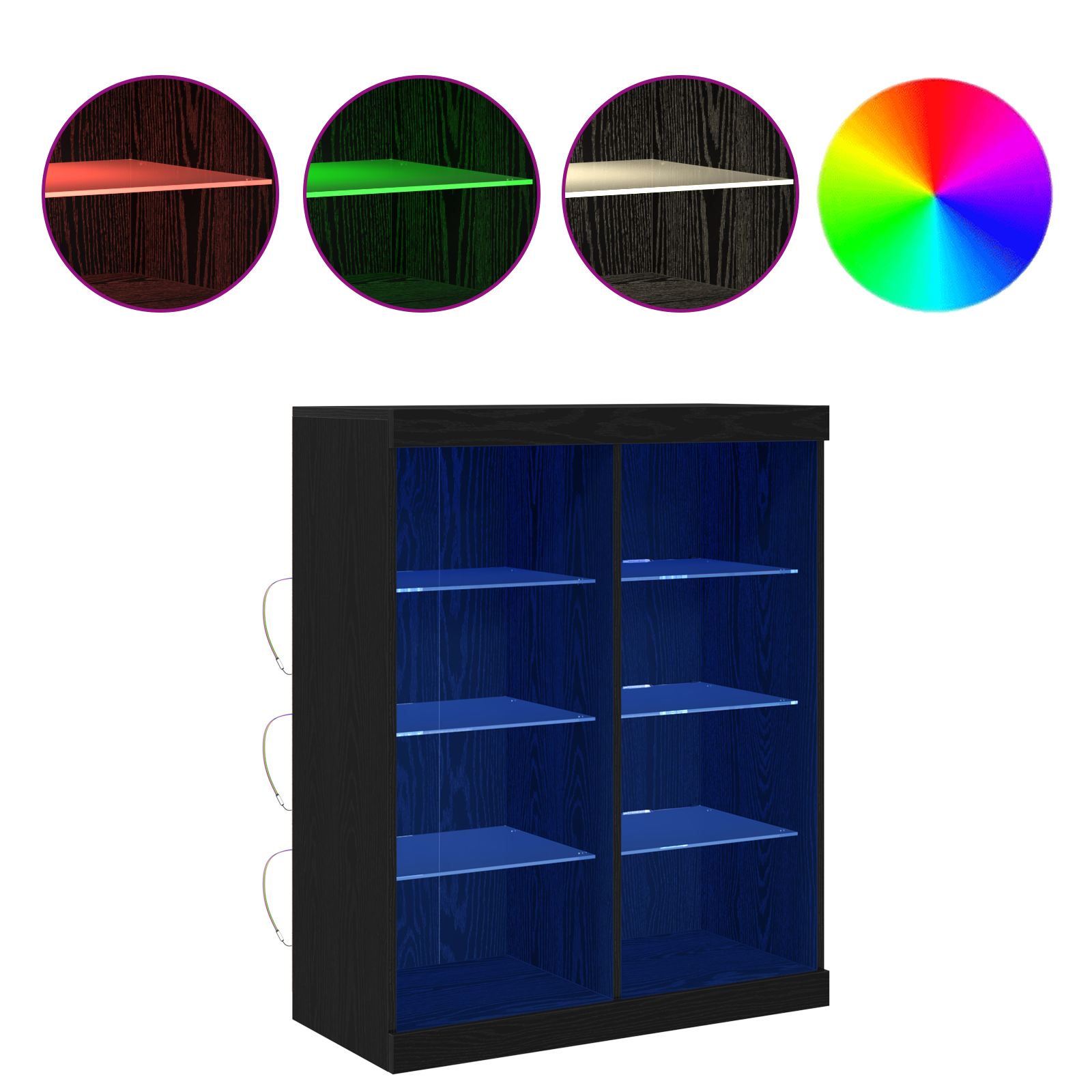 Sideboard with LED Lights Black Oak 41x37x100 cm - Image 4