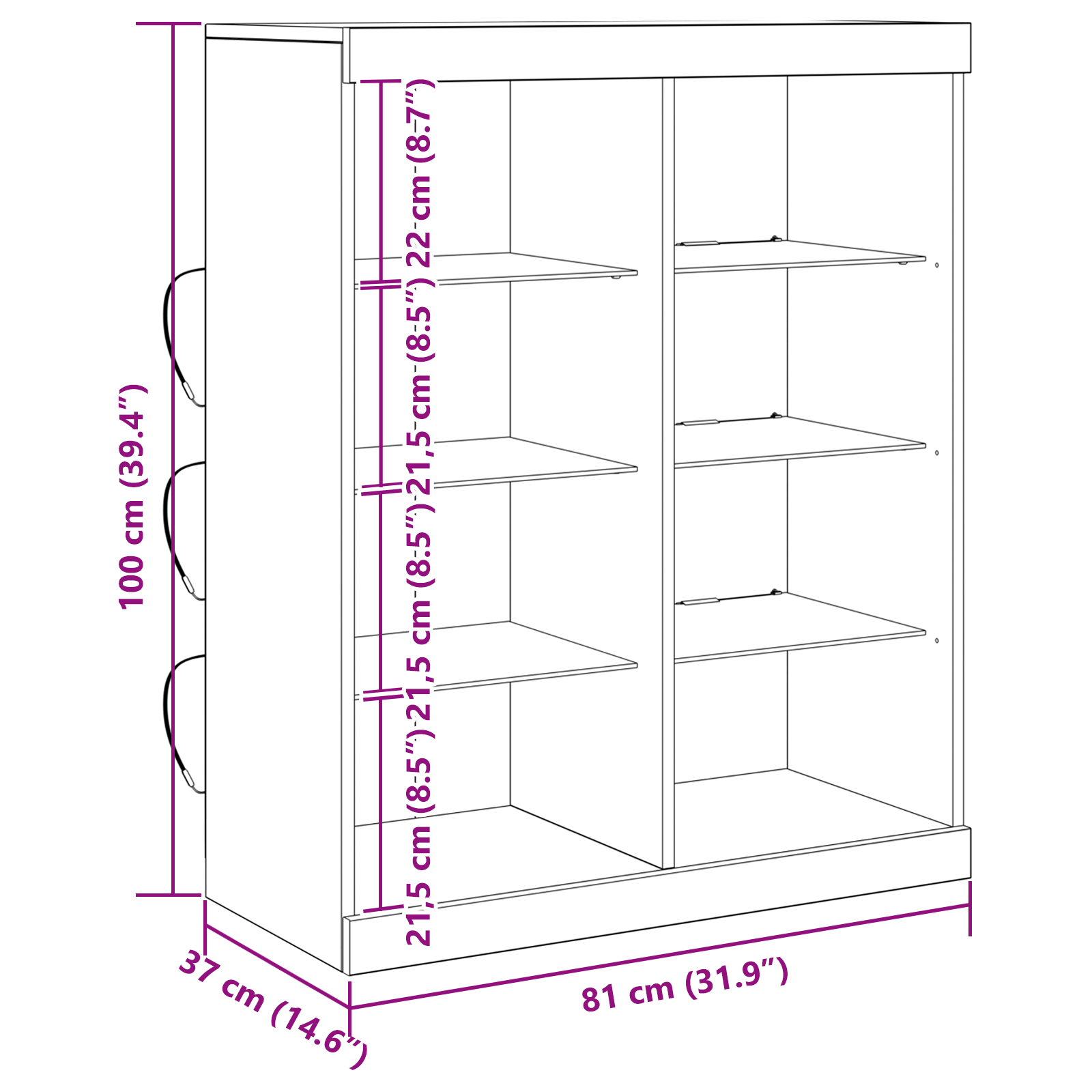 Sideboard with LED Lights Black Oak 41x37x100 cm - Image 11