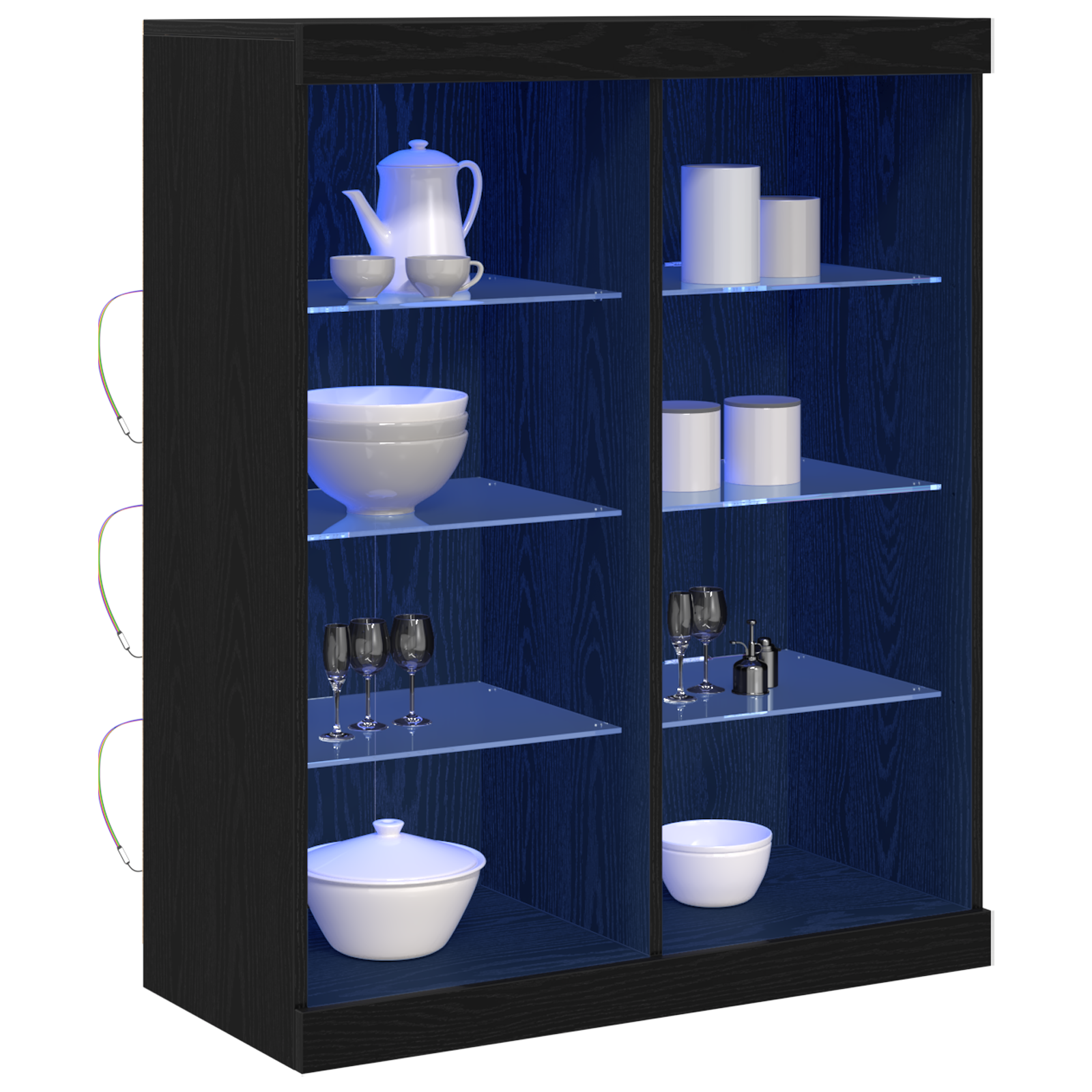 Sideboard with LED Lights Black Oak 41x37x100 cm - Image 3