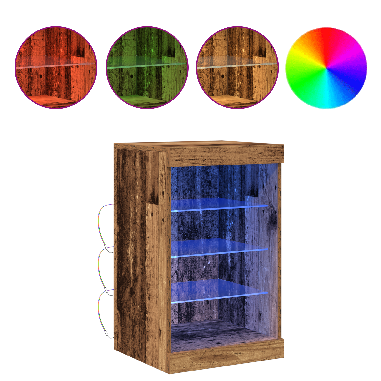 Sideboard with LED Lights Old Wood 41x37x67 cm - Image 4