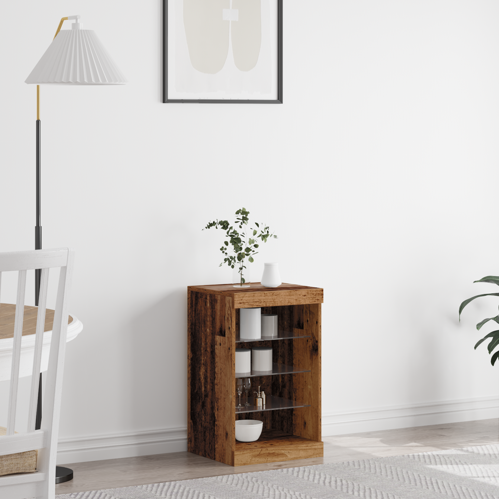 Sideboard with LED Lights Old Wood 41x37x67 cm