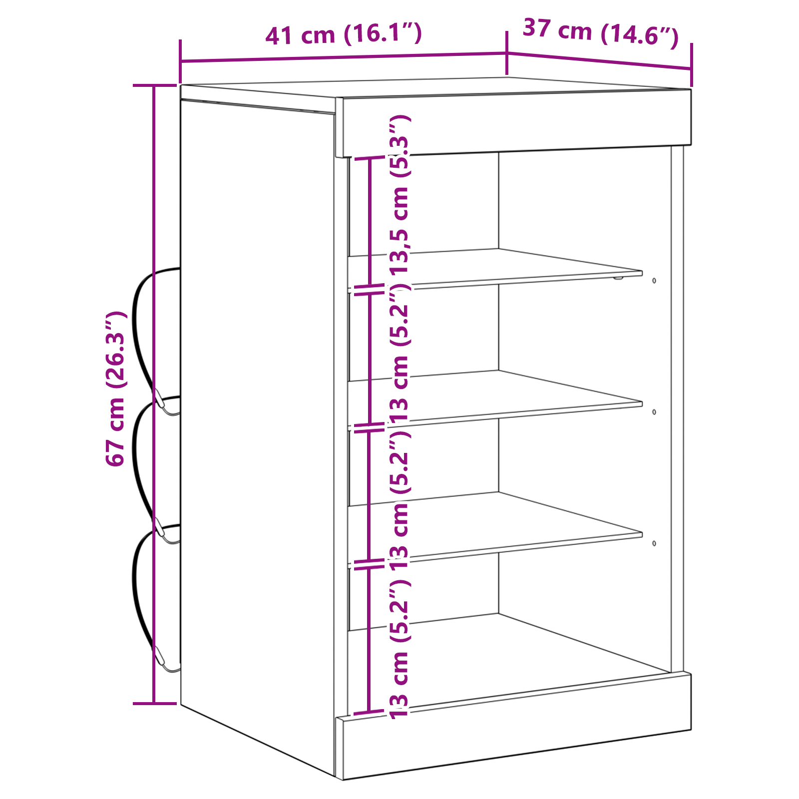 Sideboard with LED Lights Old Wood 41x37x67 cm - Image 11