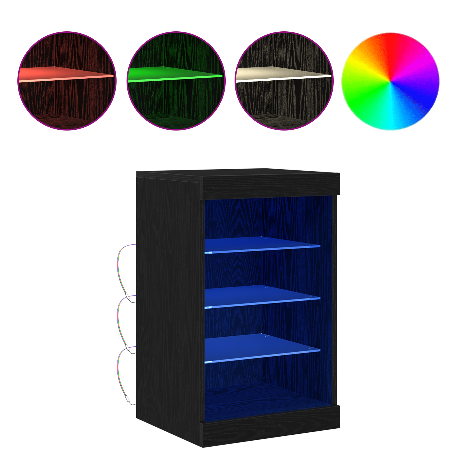 Sideboard with LED Lights Black Oak 41x37x67 cm - Image 4