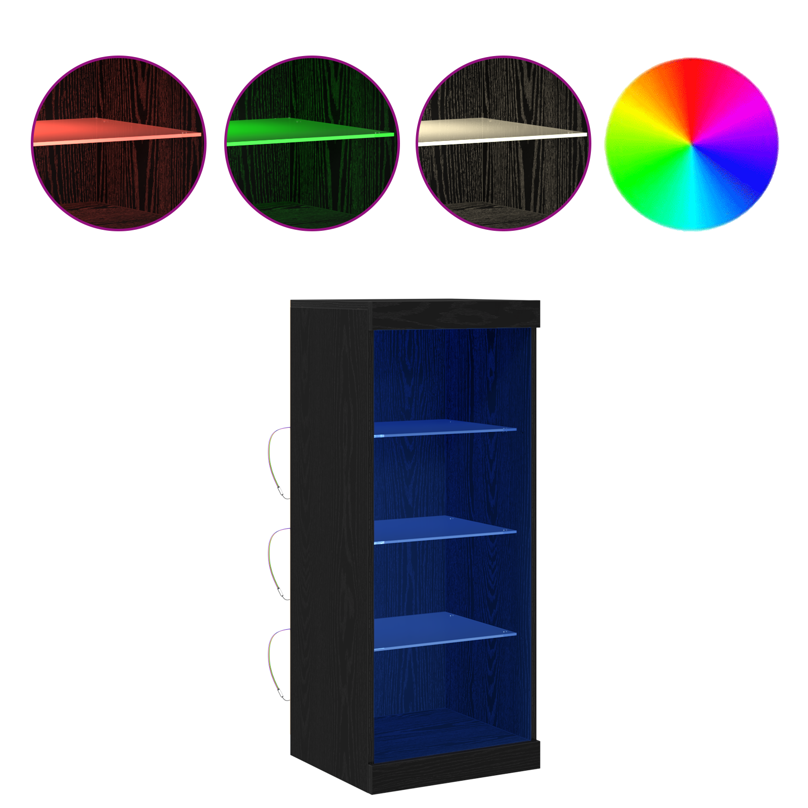 Sideboard with LED Lights Black Oak 41x37x100 cm - Image 4