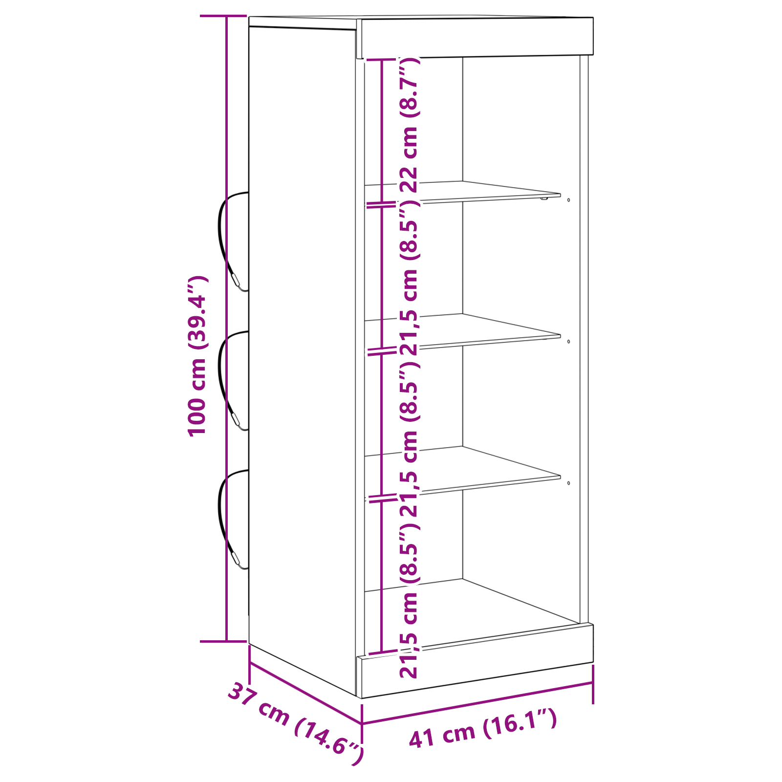 Sideboard with LED Lights Black Oak 41x37x100 cm - Image 11