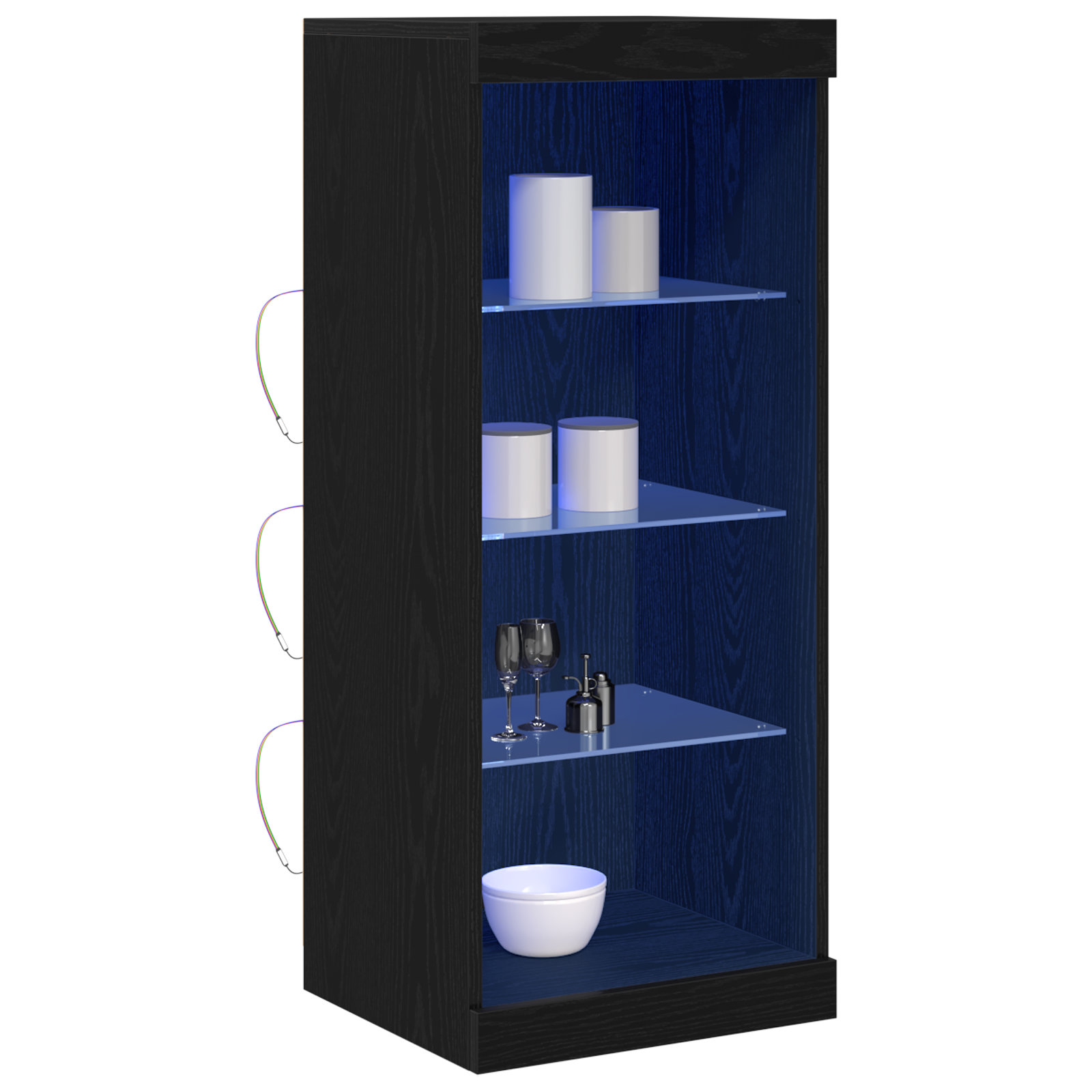 Sideboard with LED Lights Black Oak 41x37x100 cm - Image 3