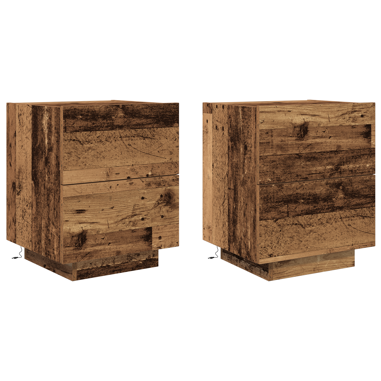 Bedside Cabinets with LED Lights 2 pcs Old Wood 45x40x55 cm - Image 2