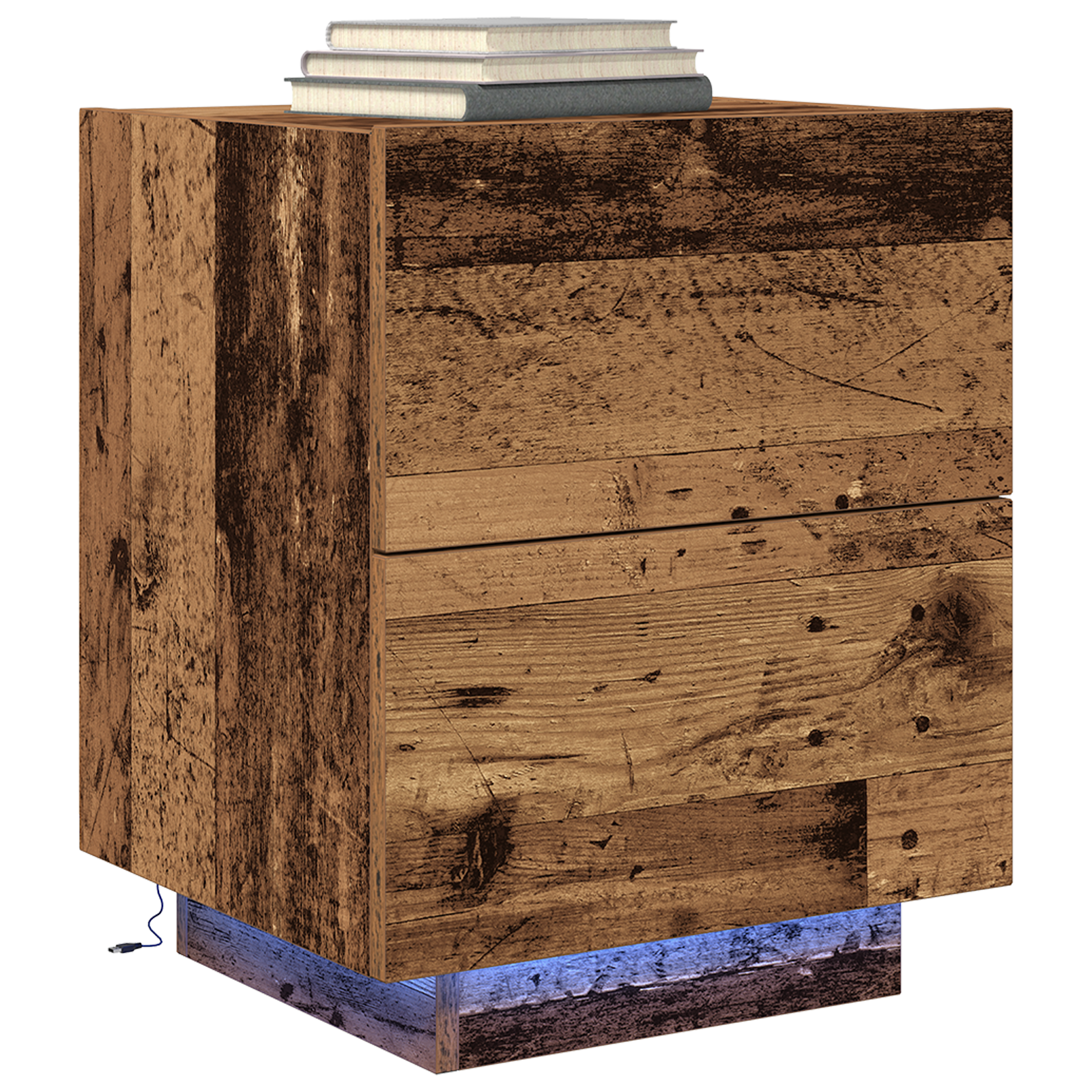 Bedside Cabinets with LED Lights 2 pcs Old Wood 45x40x55 cm - Image 3