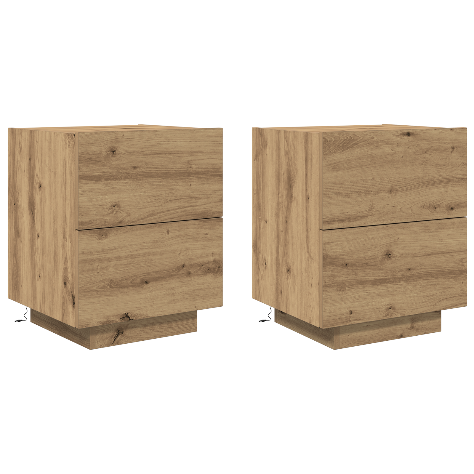 Bedside Cabinets with LED Lights 2 pcs Artisan Oak 45x40x55 cm - Image 2
