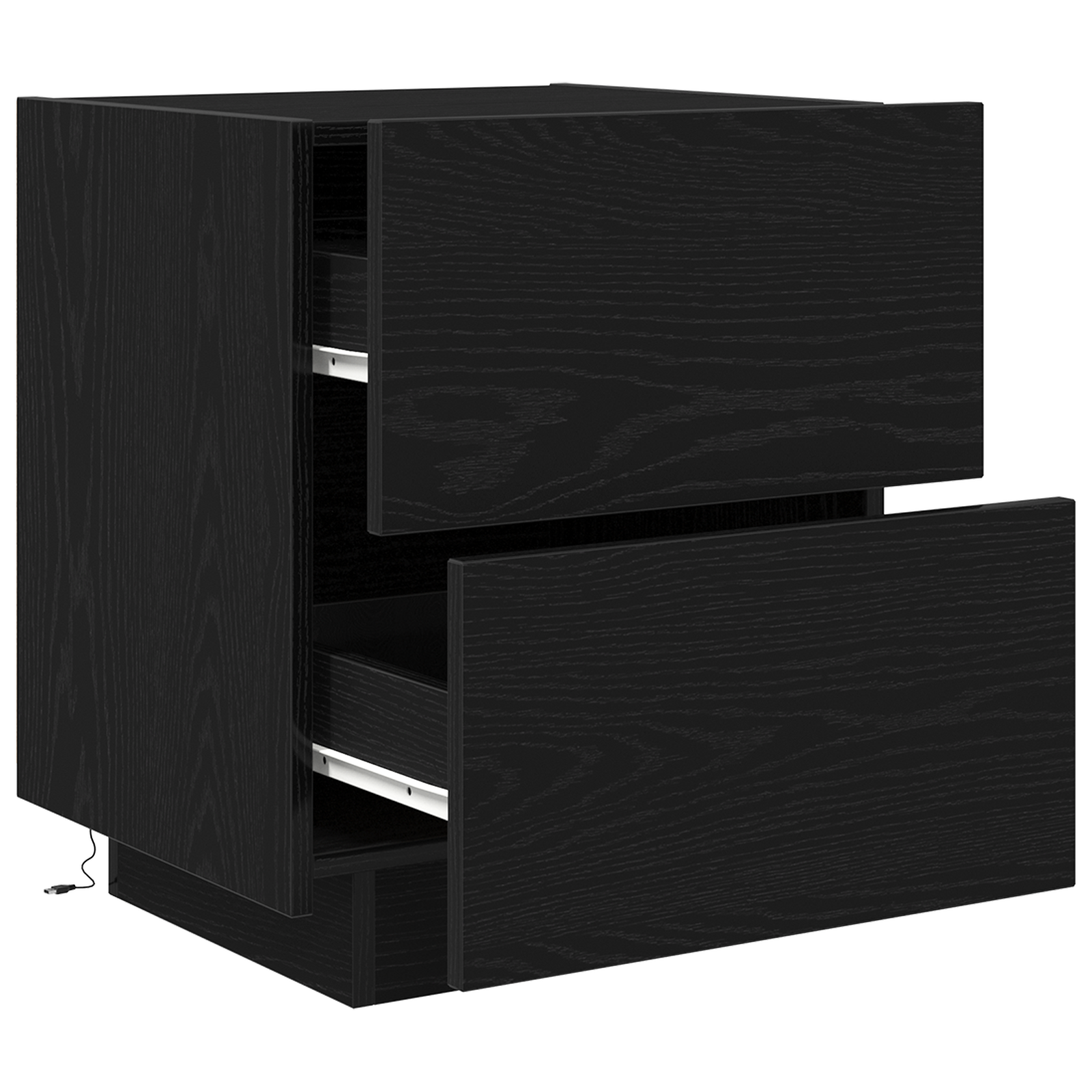 Bedside Cabinet with LED Lights Black Oak 45x40x55 cm - Image 5