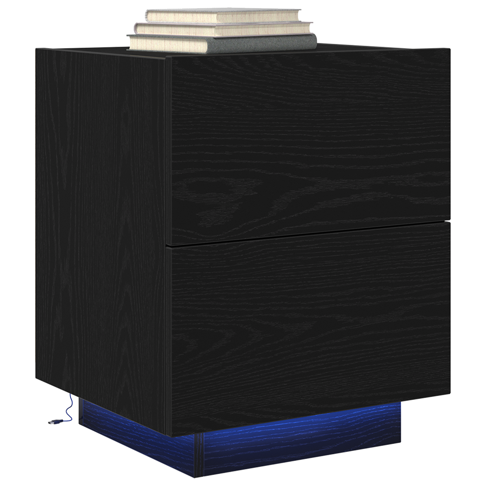 Bedside Cabinet with LED Lights Black Oak 45x40x55 cm - Image 3