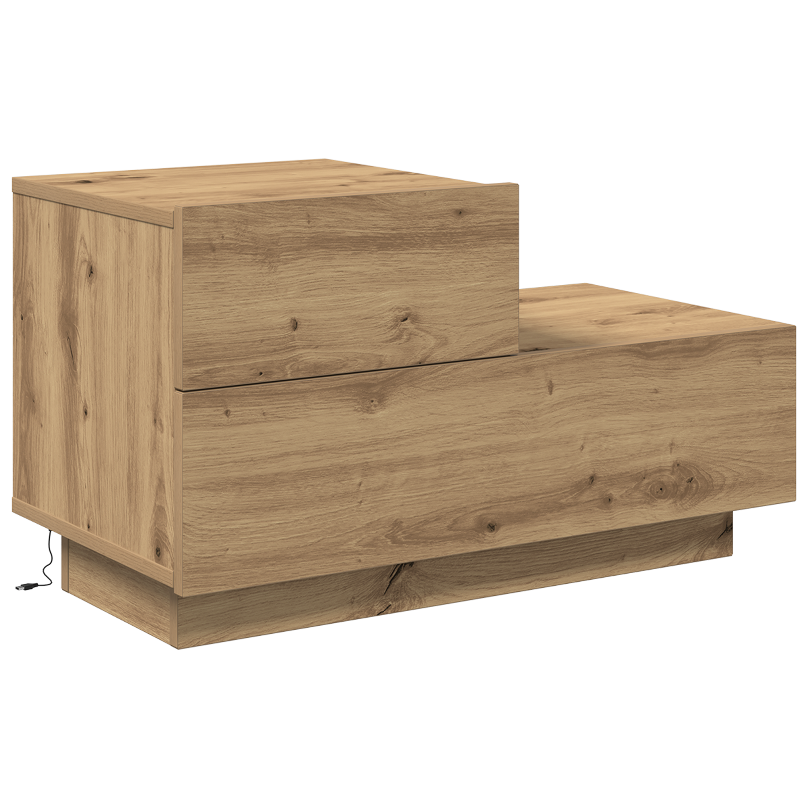 Bedside Cabinet with LED Lights Artisan Oak 100x36x49 cm - Image 2