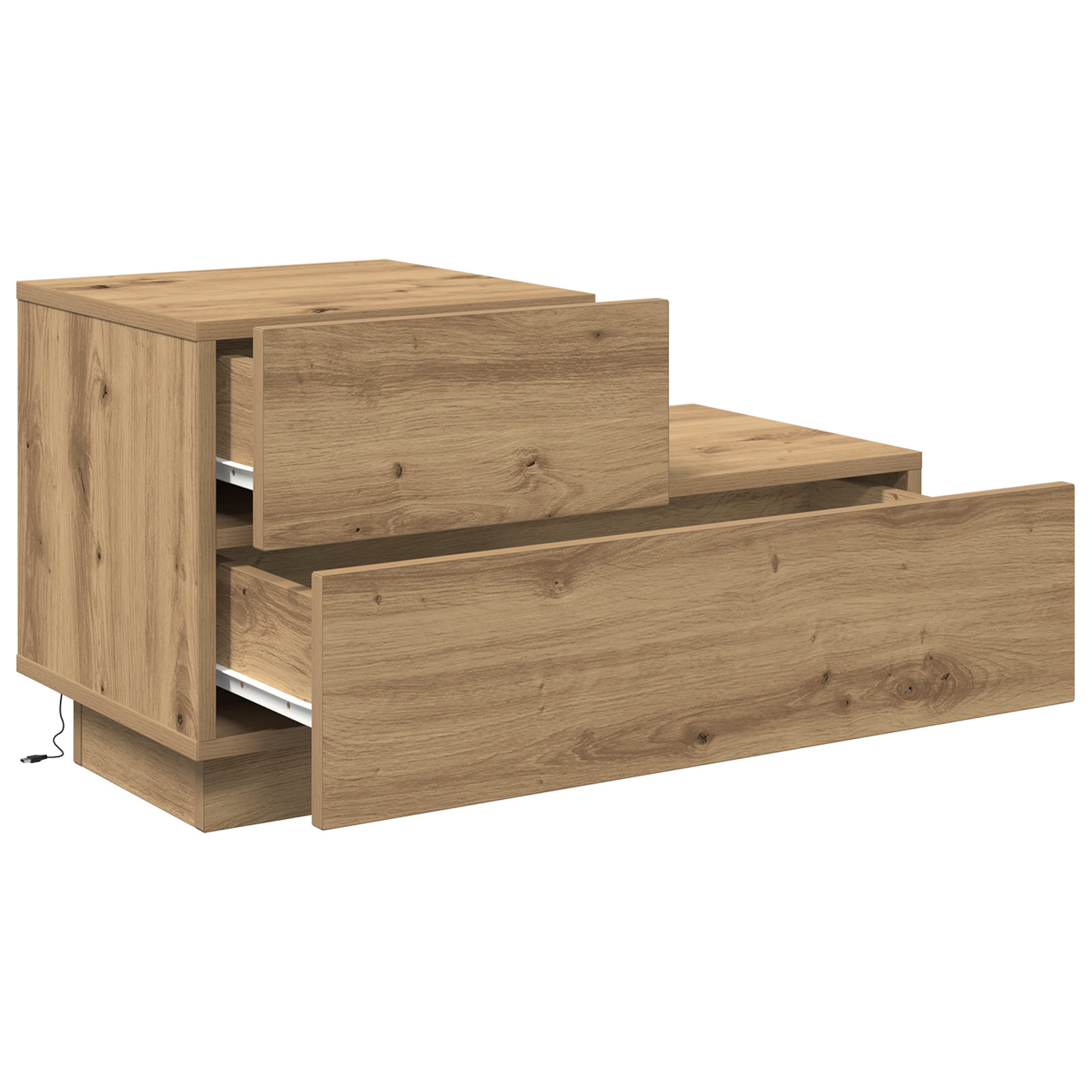 Bedside Cabinet with LED Lights Artisan Oak 100x36x49 cm - Image 5