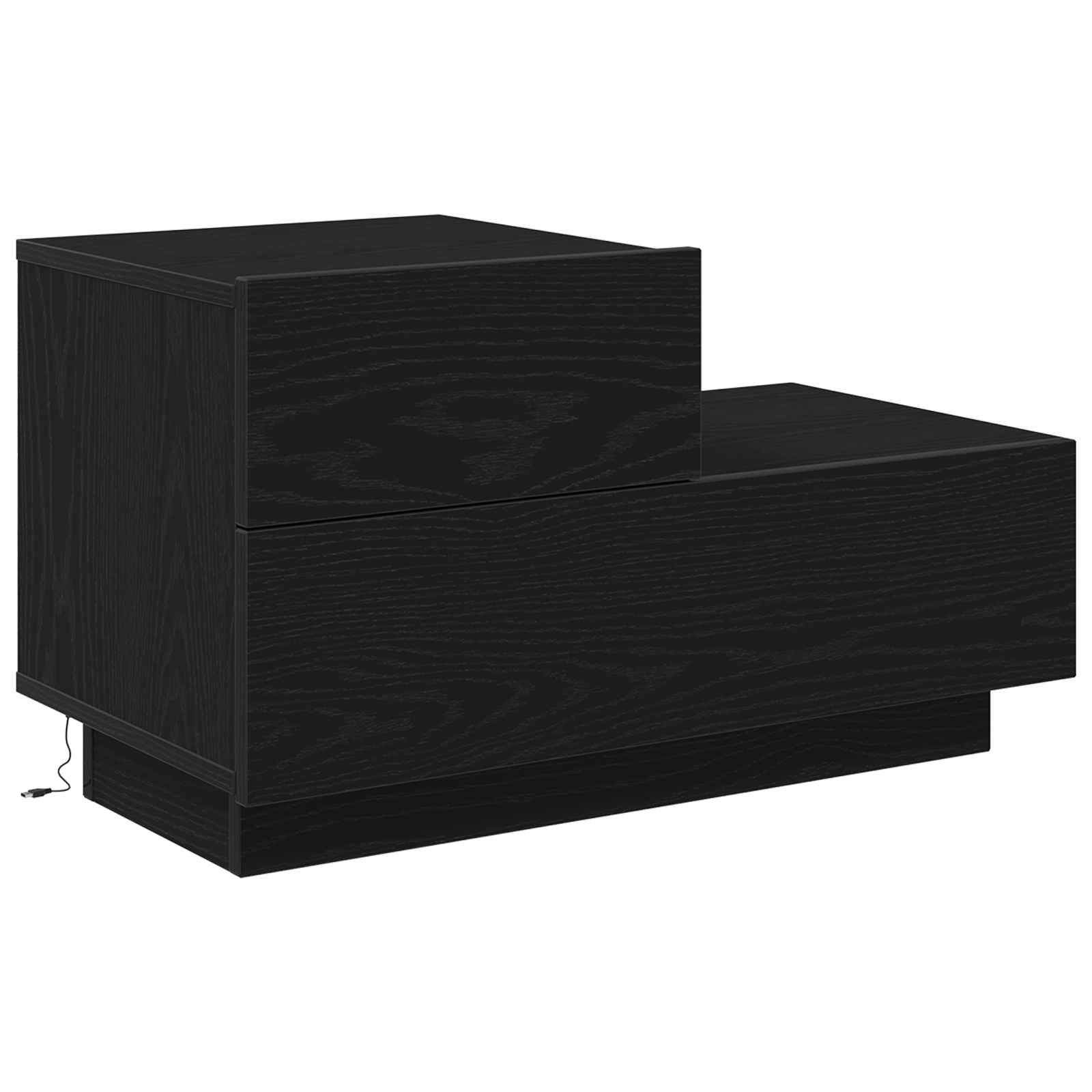 Bedside Cabinet with LED Lights Black Oak 100x36x49 cm - Image 2
