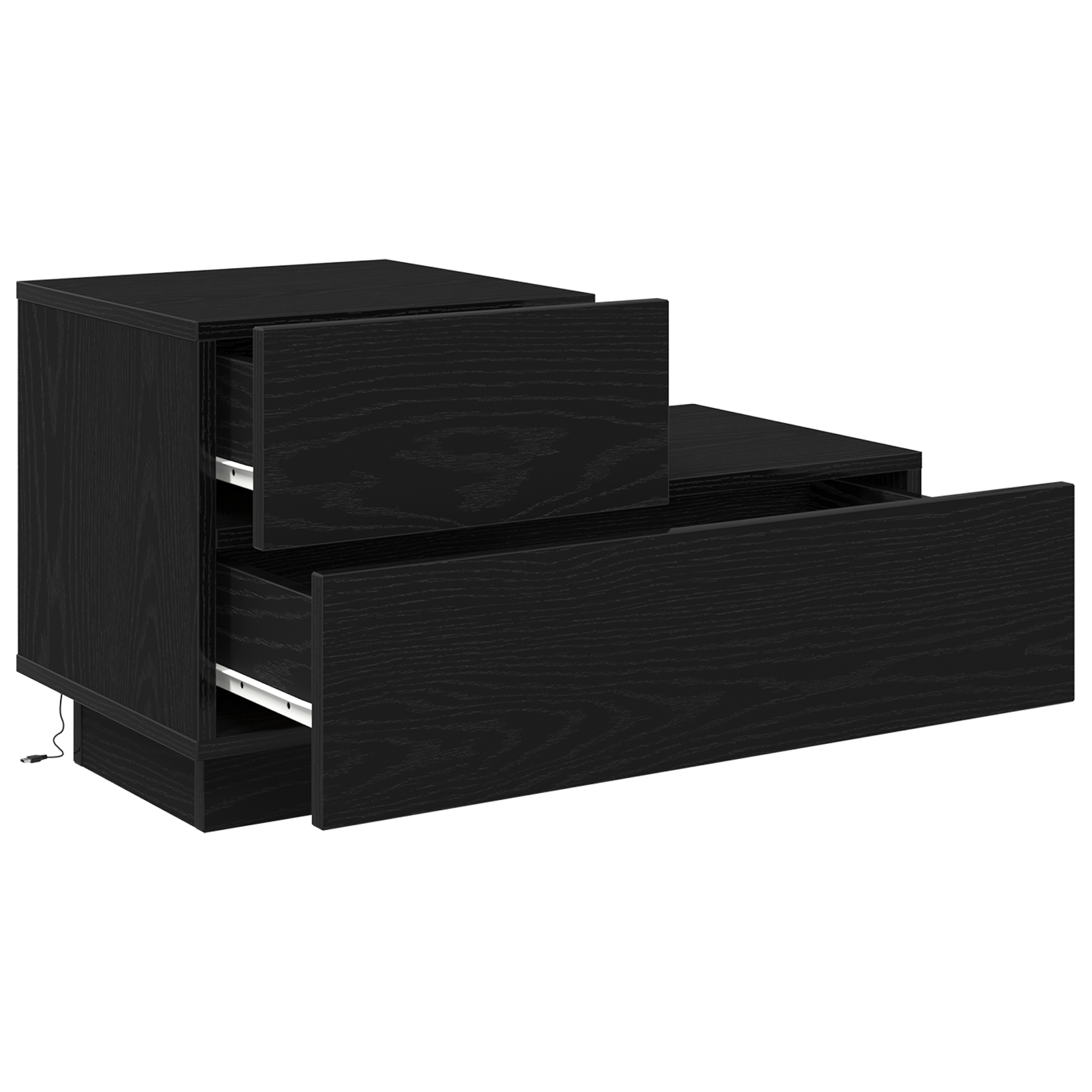 Bedside Cabinet with LED Lights Black Oak 100x36x49 cm - Image 5