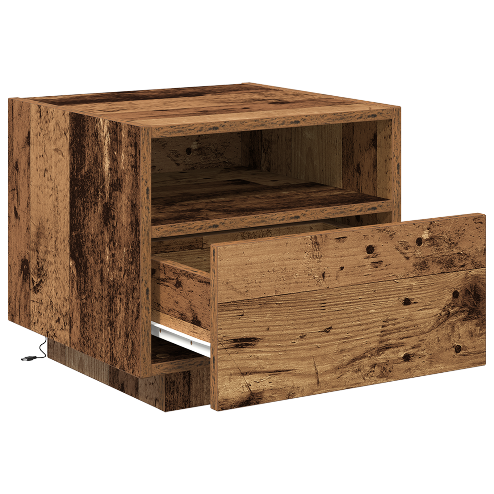 Bedside Cabinet with LED Lights Old Wood 40x39x37 cm - Image 5